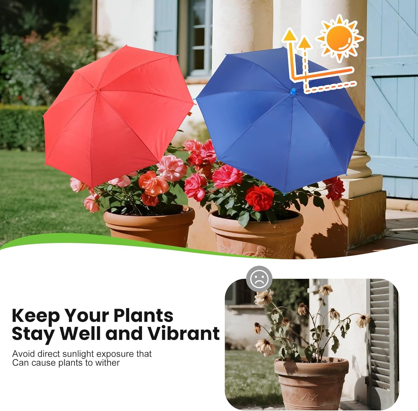 Plant Umbrellas for Outdoor Plants，3 Pack Garden Umbrella Shade for Potted Plants and Garden Beds，23.6" Sun Shade Covers
