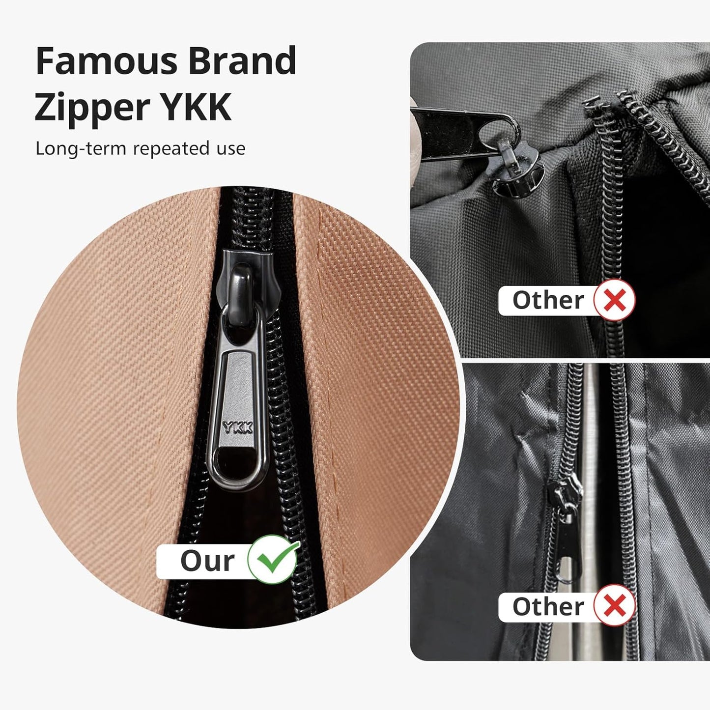 QH.HOME Winter Patio Heater Covers, [2025 Upgraded Tear-Resistant Fabric] Waterproof with Robust Zipper ,Height fit 87"-92",Dustproof/Wind/Sunlight/Snow-Resistant, 2 Pack-Camel