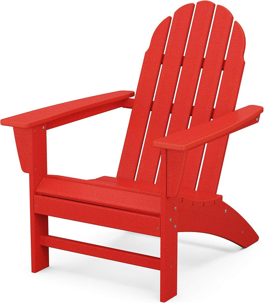 Polywood Vineyard Adirondack Chair, Sunset Red - Heavy Duty HDPE Outdoor Patio Furniture - Classic Design for Deck, Lawn, Garden, Beach, Pool, Fire Pit - Comfortable Wide Armrests