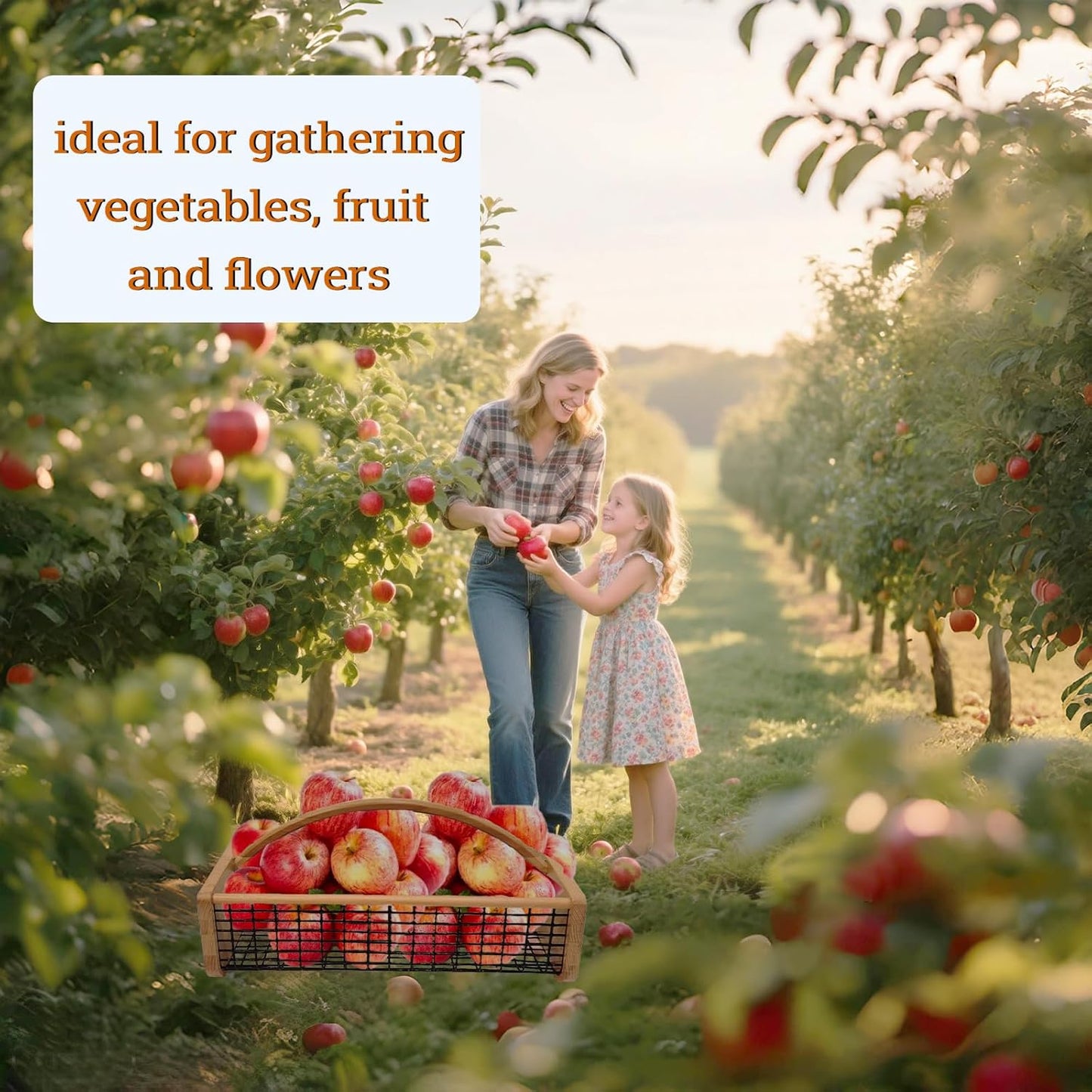 Garden Hod Harvest Basket, Durable Wooden Gardening, Supply Suitable For Kitchen, Picnic And Outdoor Picking