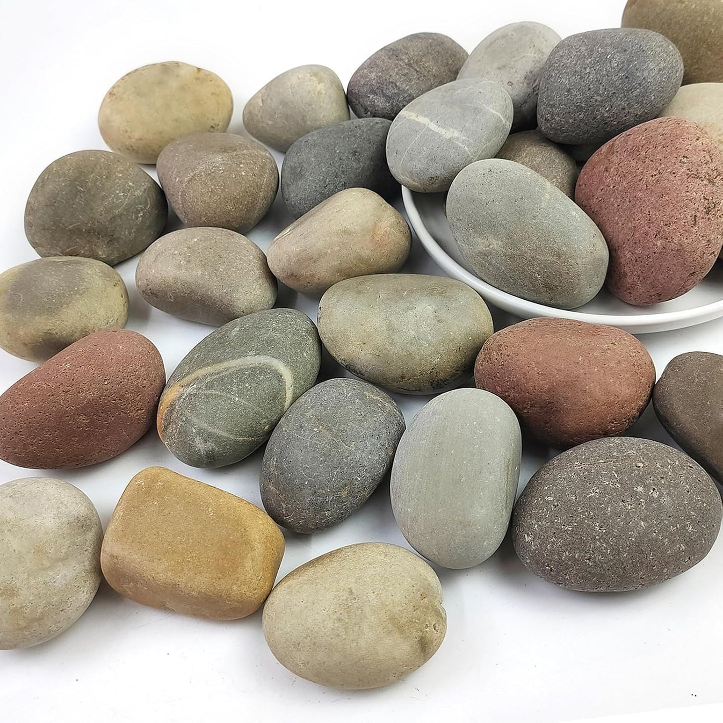Natural River Rocks, 2-3 Inch River Rocks for Landscaping, Mixed Colors Pebbles for Plants, Flower Beds, Indoor Fountains, Gardens, Paths, Backyards, Fish Tanks(20lbs Bulk)