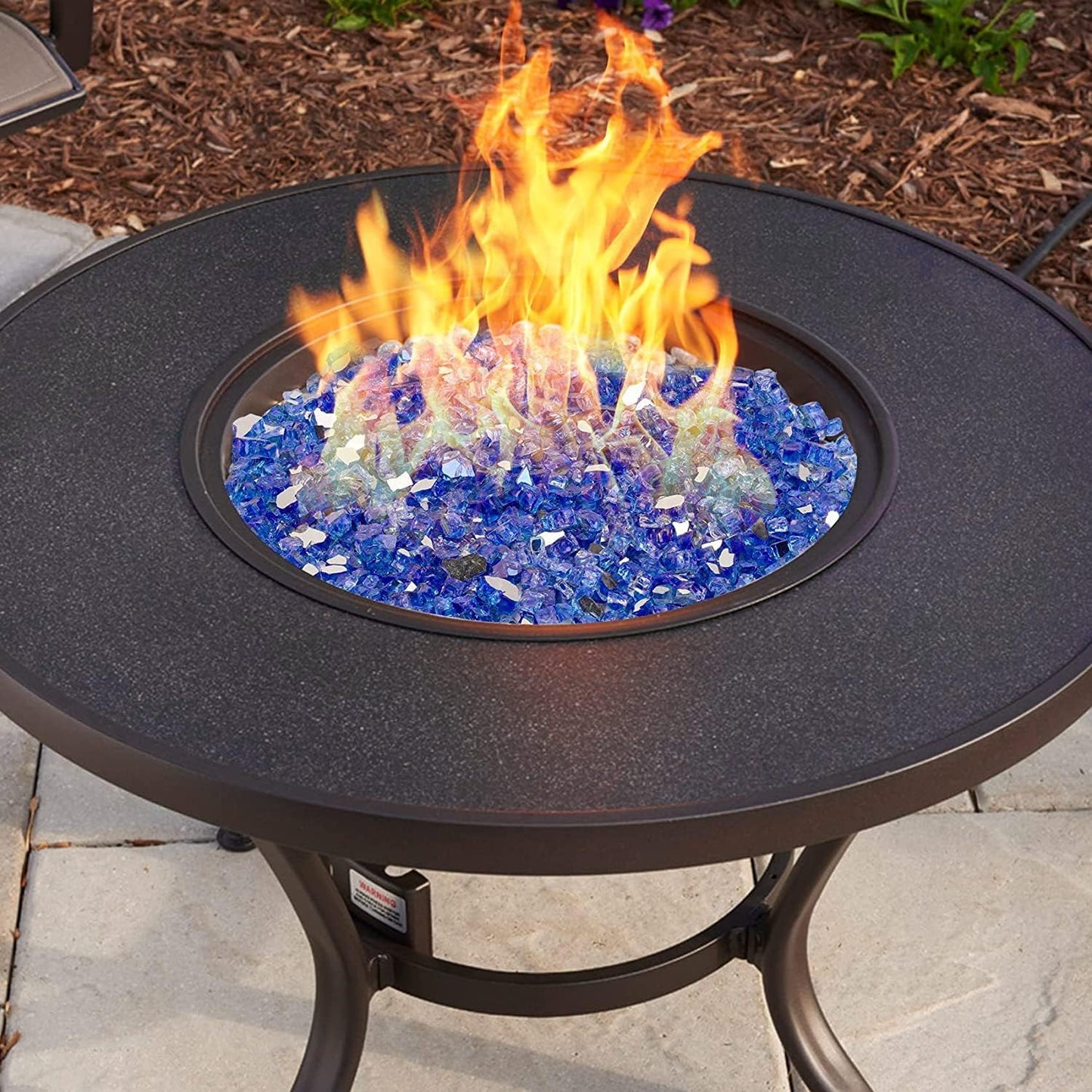 Mr. Fireglass 10 Pounds Fire Glass - 1/2 Inch High Luster Reflective Tempered Glass Rocks for Fireplace Fire Pit Table and Landscaping, Cobalt Blue