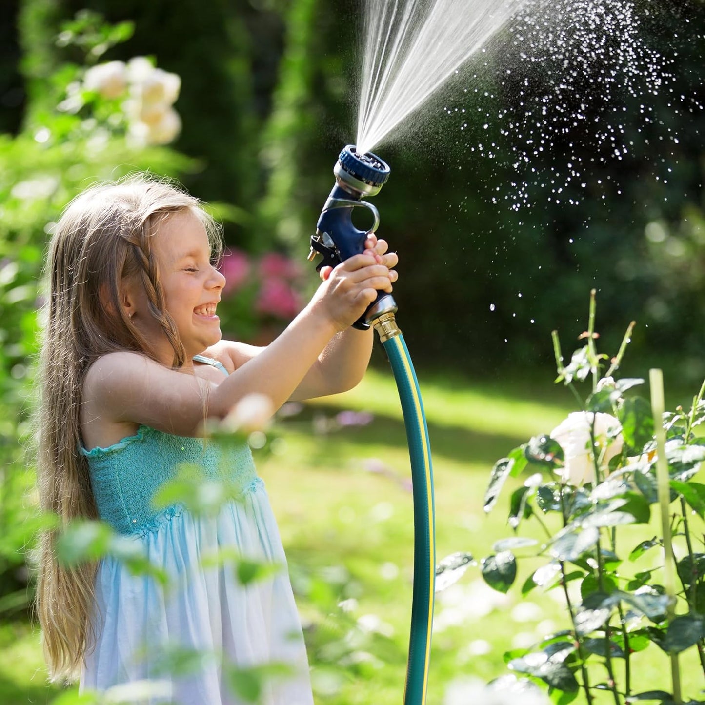 Solution4Patio Long Leader Green Garden Hose 3/4 in. x 100 ft. -Kink Free, Leakproof, Brass/Aluminum Male/Female Fittings -Heavy Duty Durable Flexible Lightweight Water Pipe for Household & Commercial