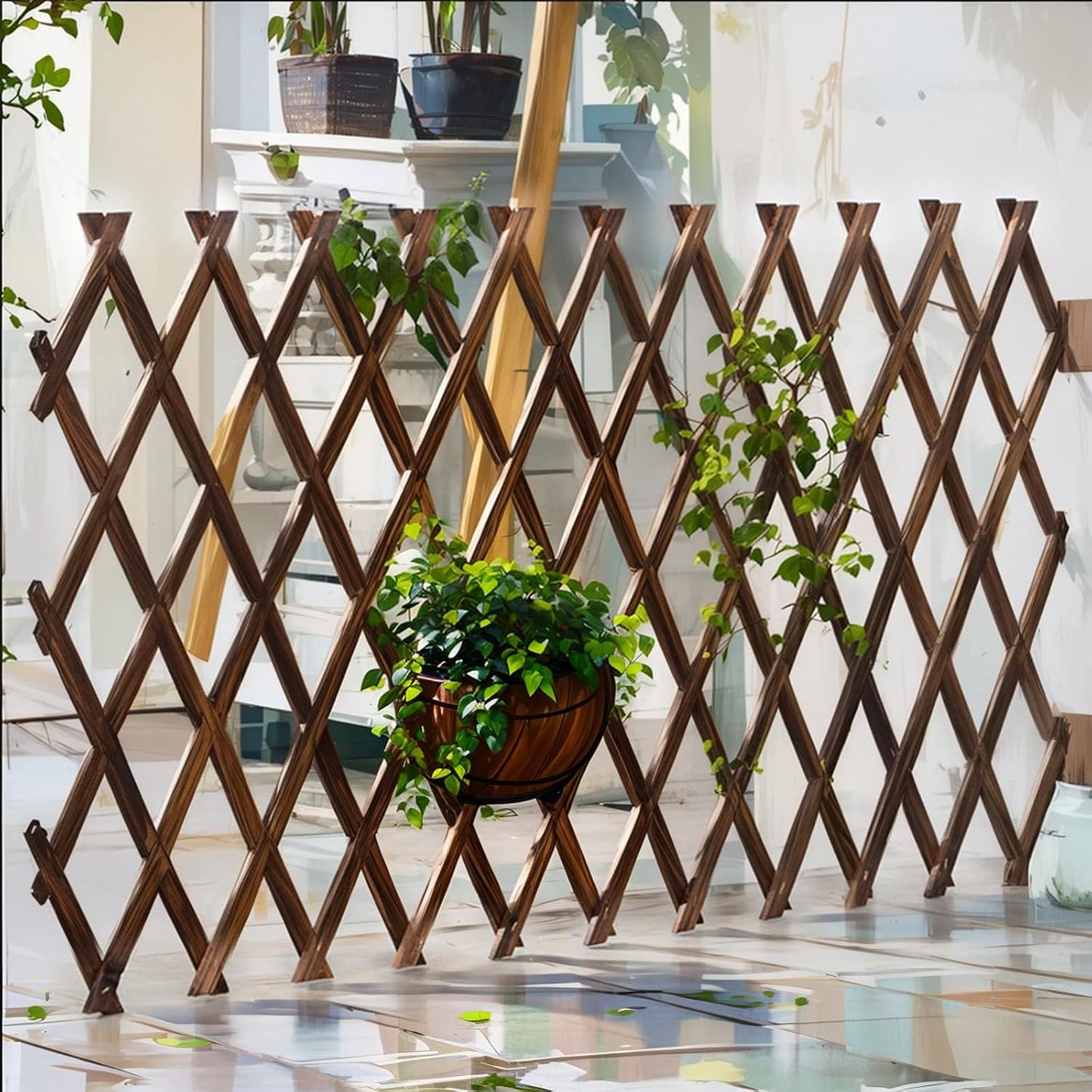 2 Pcs Expandable Garden Trellis, 38" x 89" Large Wooden Lattice Fence Wall Panel Lattice Trellis for Climbing Plants Outdoor Ivy Vine Rose Clematis for Garden Patio Room Decor (2)