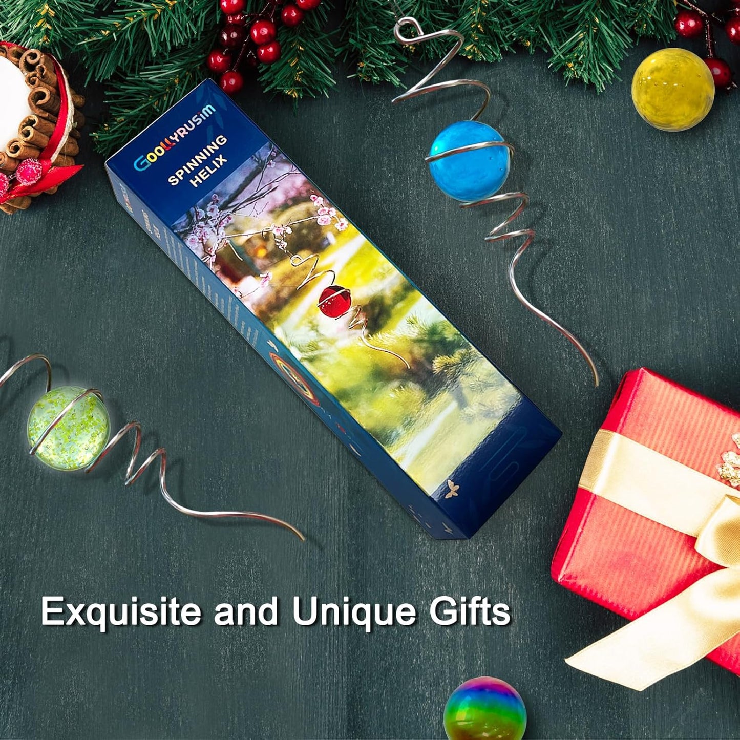 Gazing Ball Spiral Tail with Multi Color Stainless Steel Orb, Wind Spinners Stabilizer, Spiral Tail Wind Spinner, Outdoor Hanging Decoration for Garden Yard Patio Christmas Decor 13inch