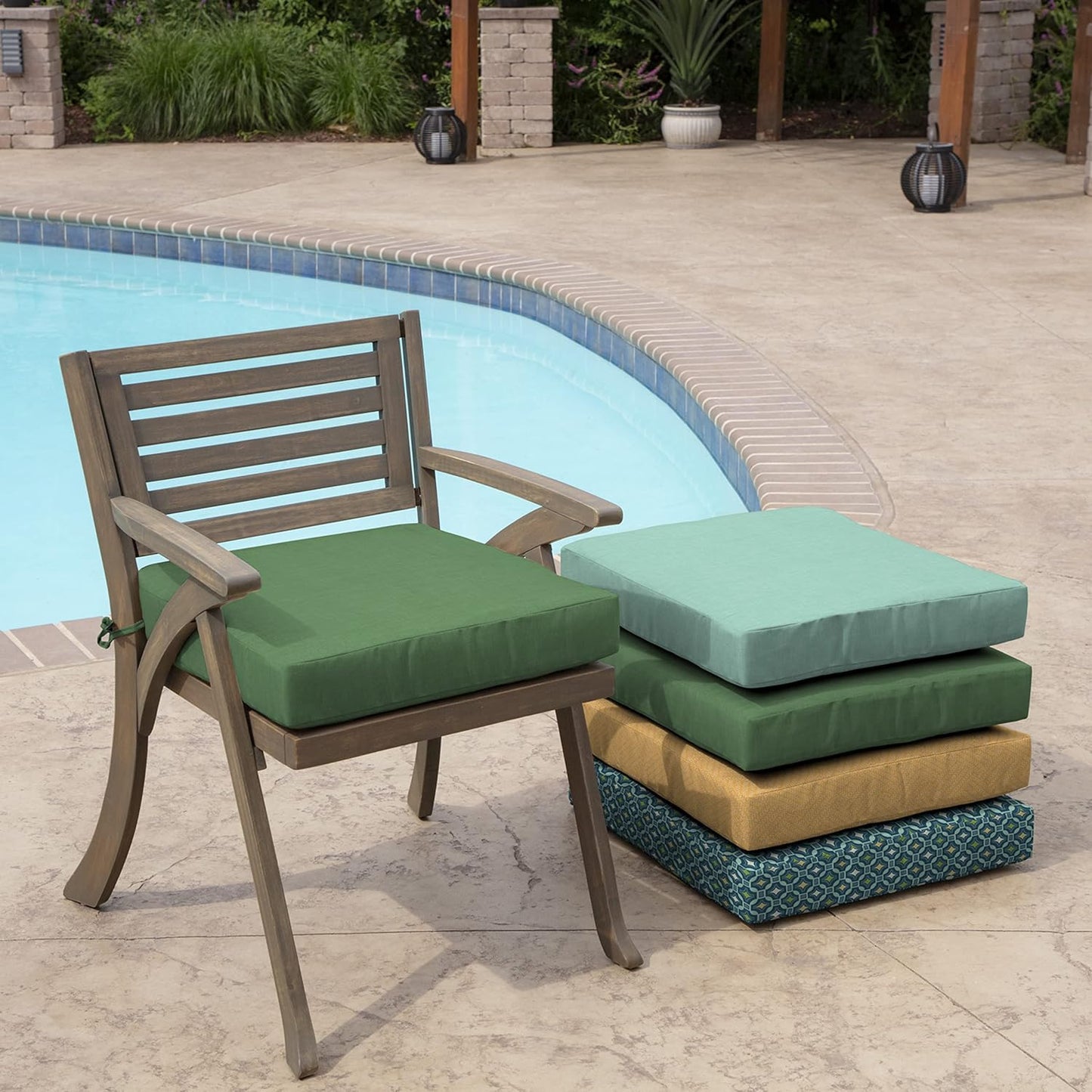 Arden Outdoor Seat Cushion, 19 x 19, Rain-Proof, Fade Resistant Bright Moss Green Leala