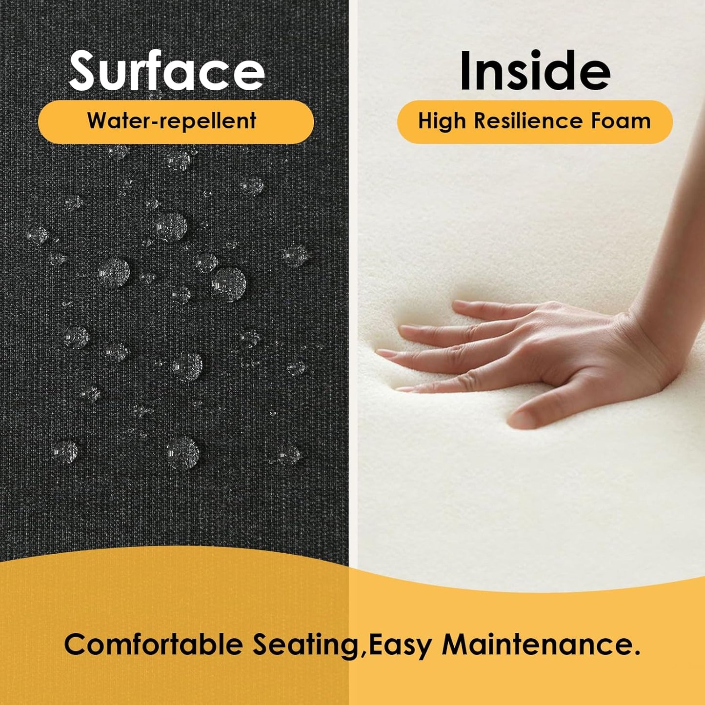 Outdoor Sunbrella Round Corner Seat Cushion, 17"x16"x2", Set of 4, Non Slip Seat Cushion Pads with Removable Cover for Patio Furniture, Garden Yard Lawn, Spectrum Carbon