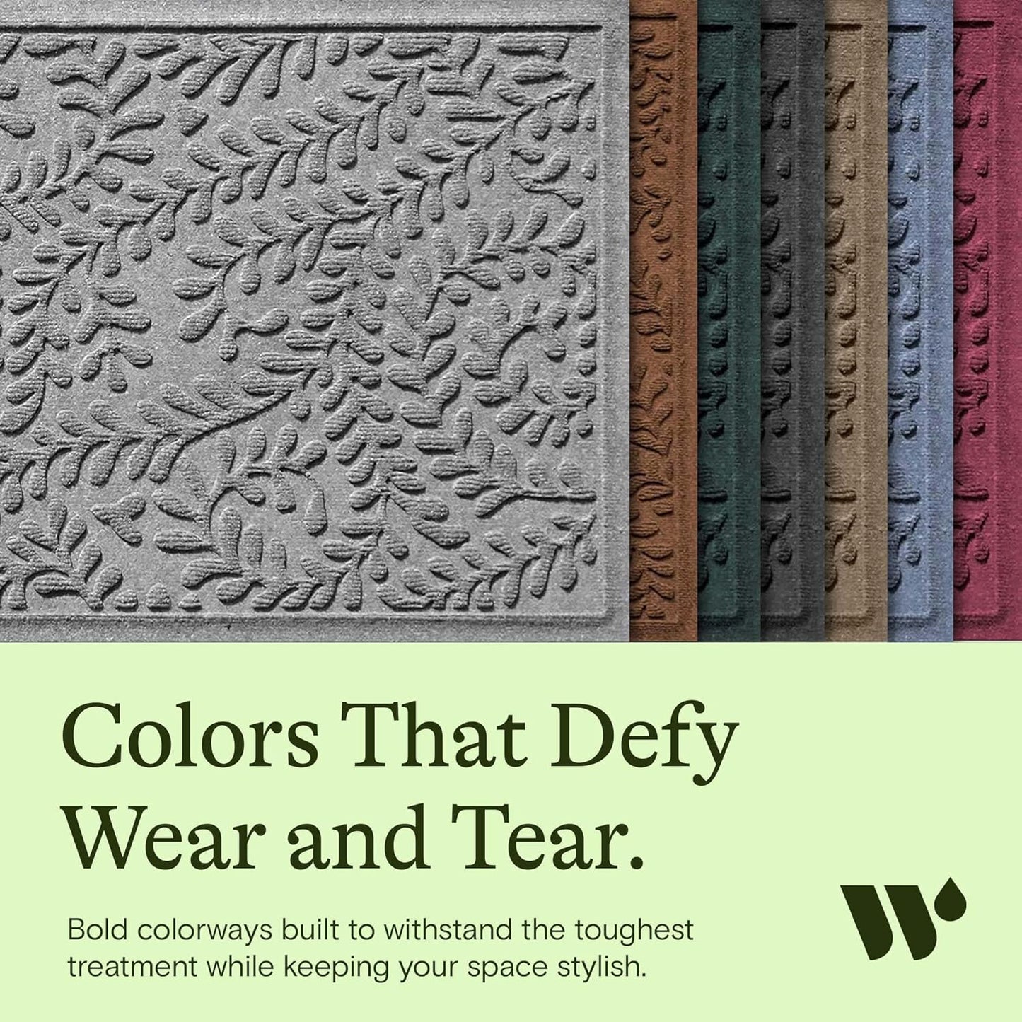 WaterHog Indoor/Outdoor Door Mat, 3' x 5' Made in USA, Durable & Skid-Resistant Front Door Rug, Decorative, Water-Trapping & Heavy-Duty Entryway Floor Mat For Your Home, Boxwood Collection Medium Grey