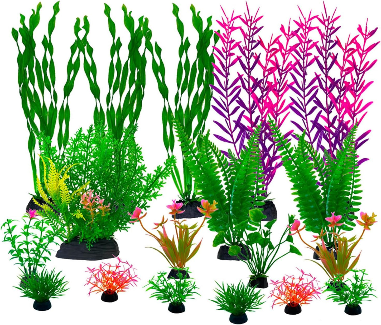 18 Pieces Colorful Artificial Fish Tank Decorations, Aquarium Decorations Fish Tank Purple Artificial Plastic Plants