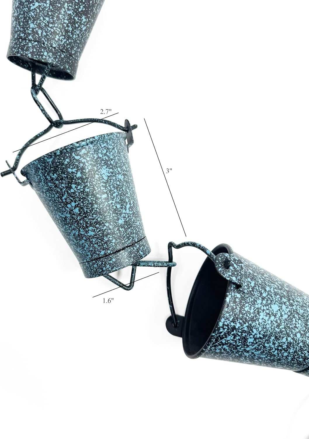 U-nitt Rain Chain Water Collection for Gutters, Rainwater Catcher & Diverter, 8.5 FT Chains for Outside Garden, Patina Bucket Cups, Roof Downspout, Works with Heavy Rain, w/Gutter Clip for Rainchains