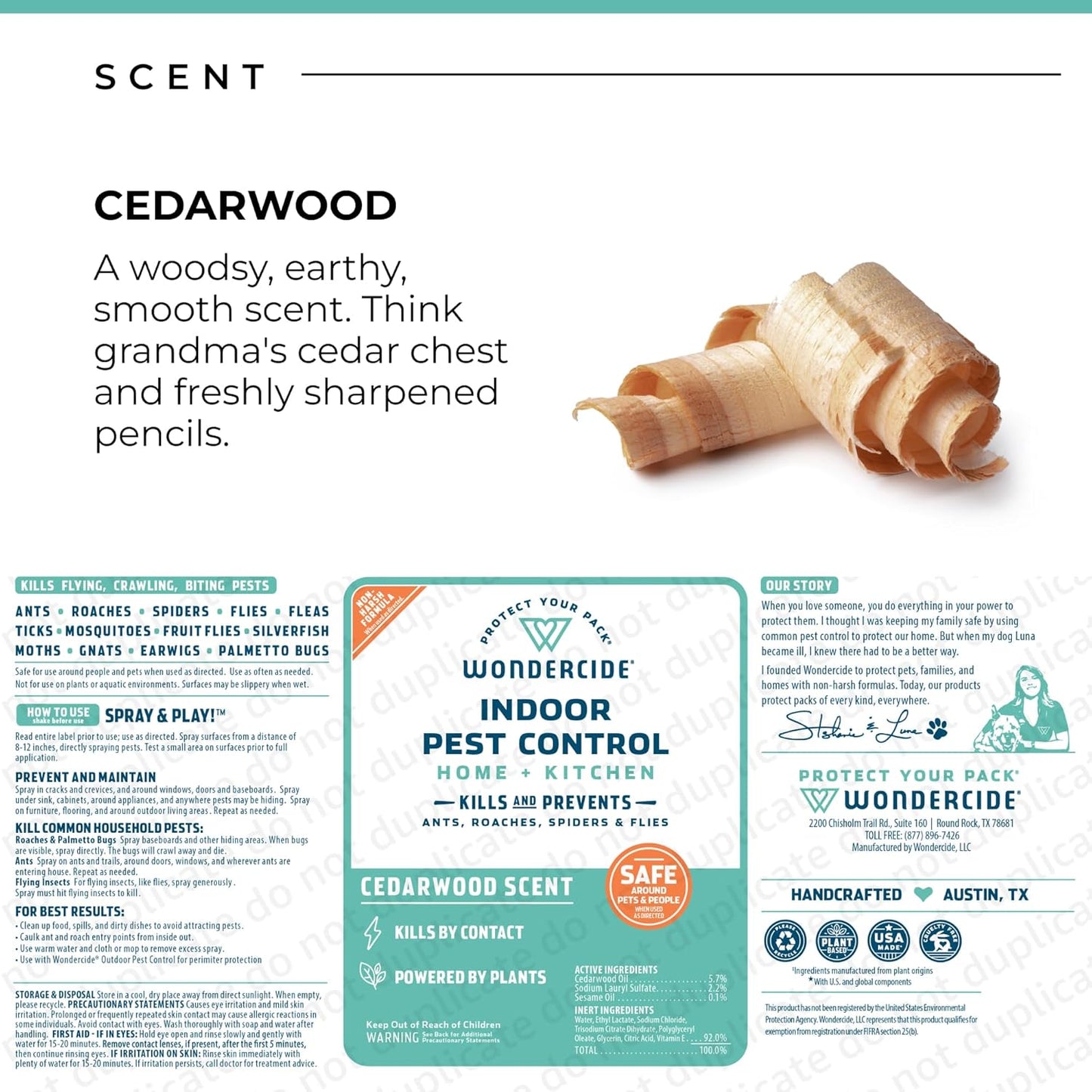 Wondercide - Indoor Pest Control Spray for Home and Kitchen - Ant, Roach, Spider, Fly, Flea, Bug Killer and Insect Repellent - with Natural Essential Oils - Pet and Family Safe — Cedarwood 128 oz