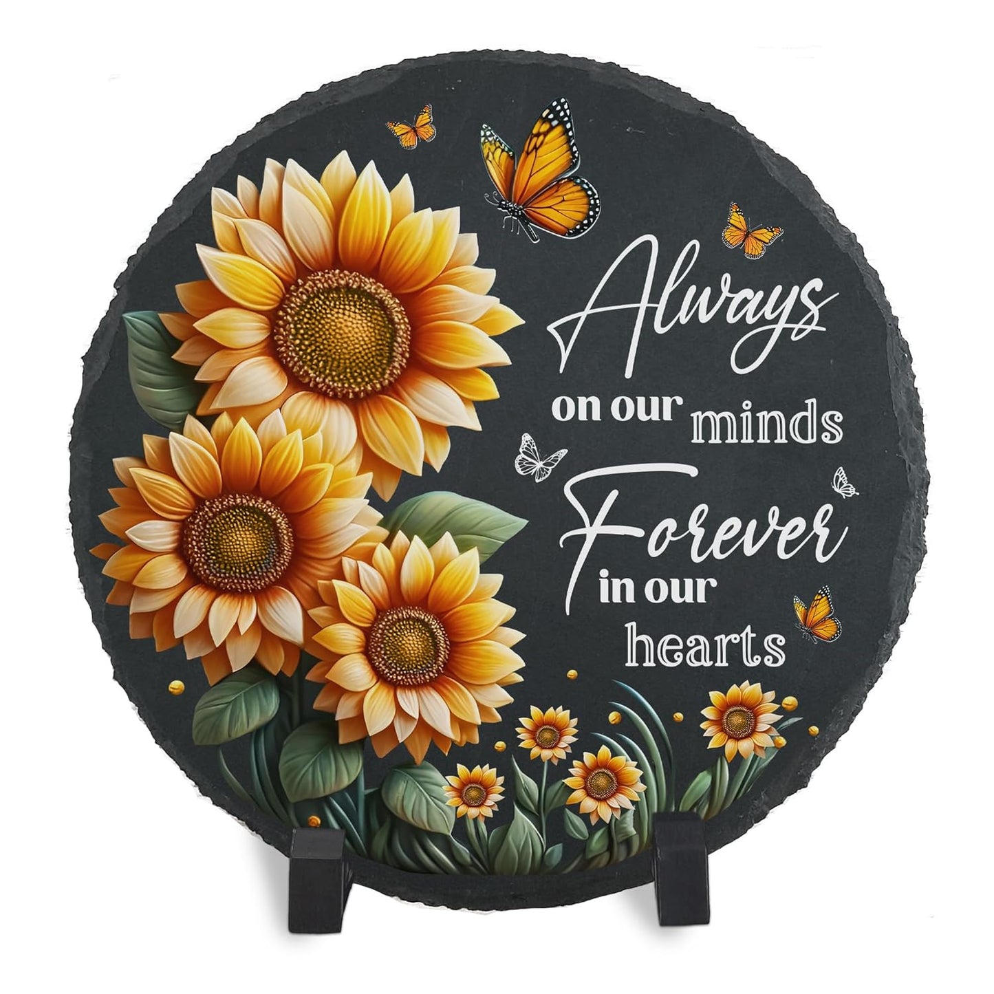 Memorial Stones Garden Decor Sunflower Sympathy for Loss of Loved One Decorations for Grave Memorial Plaque in Loving Memory Slate Stepping Stone TNA32