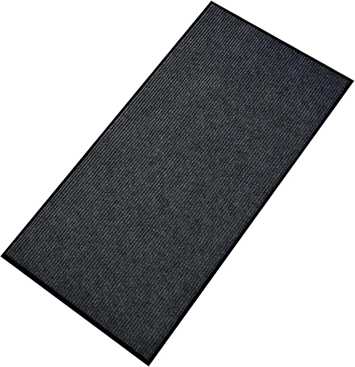fani Heavy Duty Large Outdoor Indoor Entrance Black Doormat Waterproof Low Profile Entrance Rug Front Door Mat Patio Anti-Skid Rubber Back, 48x96 inch (Gray)