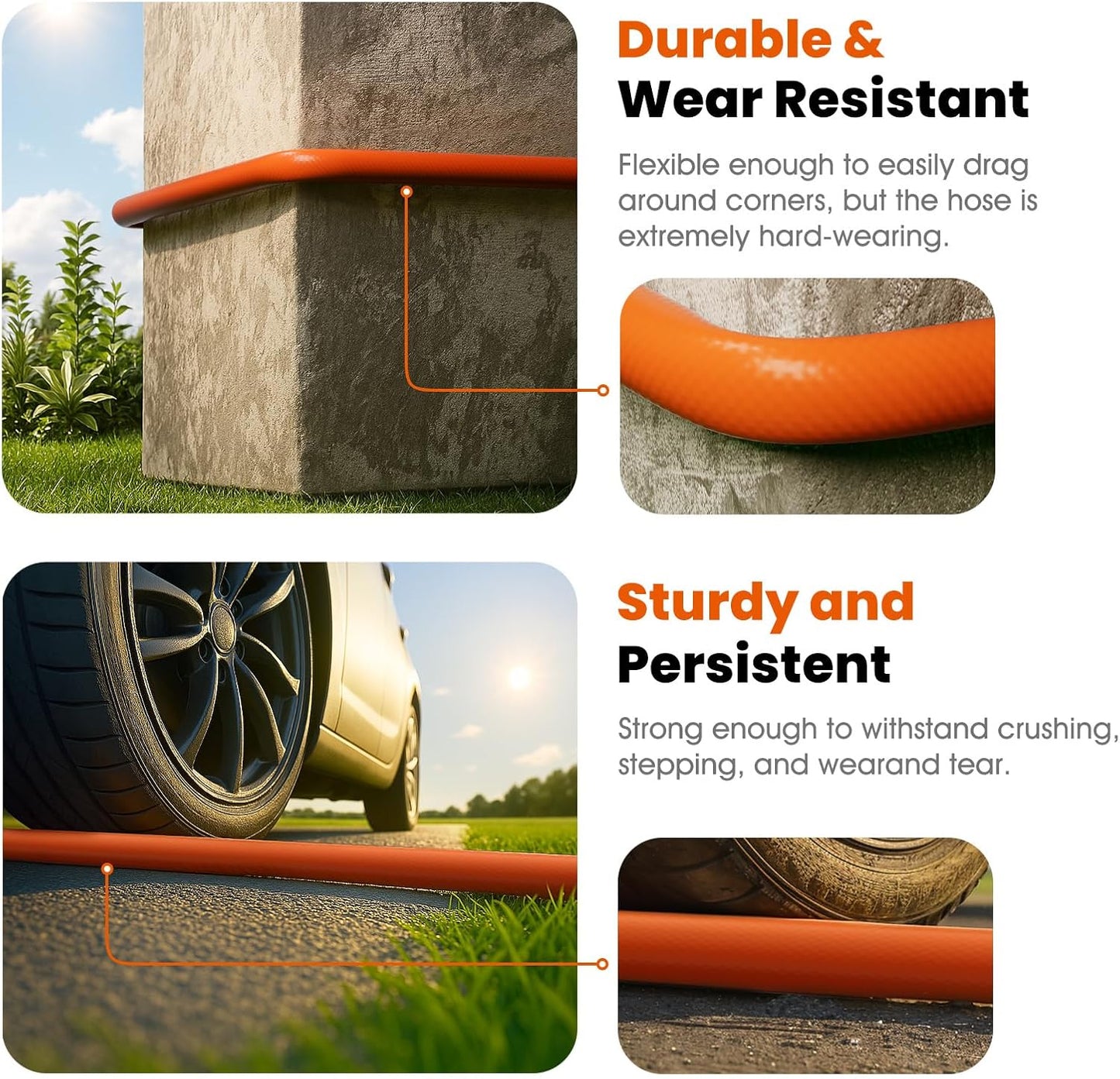 Heavy Duty Garden Hose 5/8 in x 5 ft with Swivel Fitting, Super Flexible Water Hose, All-weather, Lightweight, Burst 600 PSI