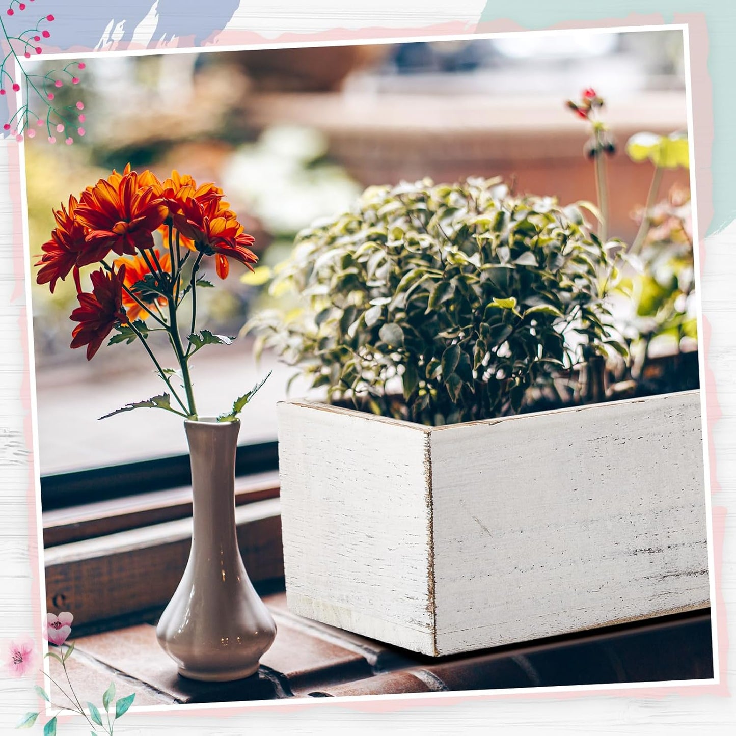 Dandat 1 Set Wood Boxes for Centerpieces 16x4 Inch Rectangle Wooden Planter Box Rustic Wooden Planters with Removable Plastic Liner Floral Foam Blocks for Home Wedding Garden Decor