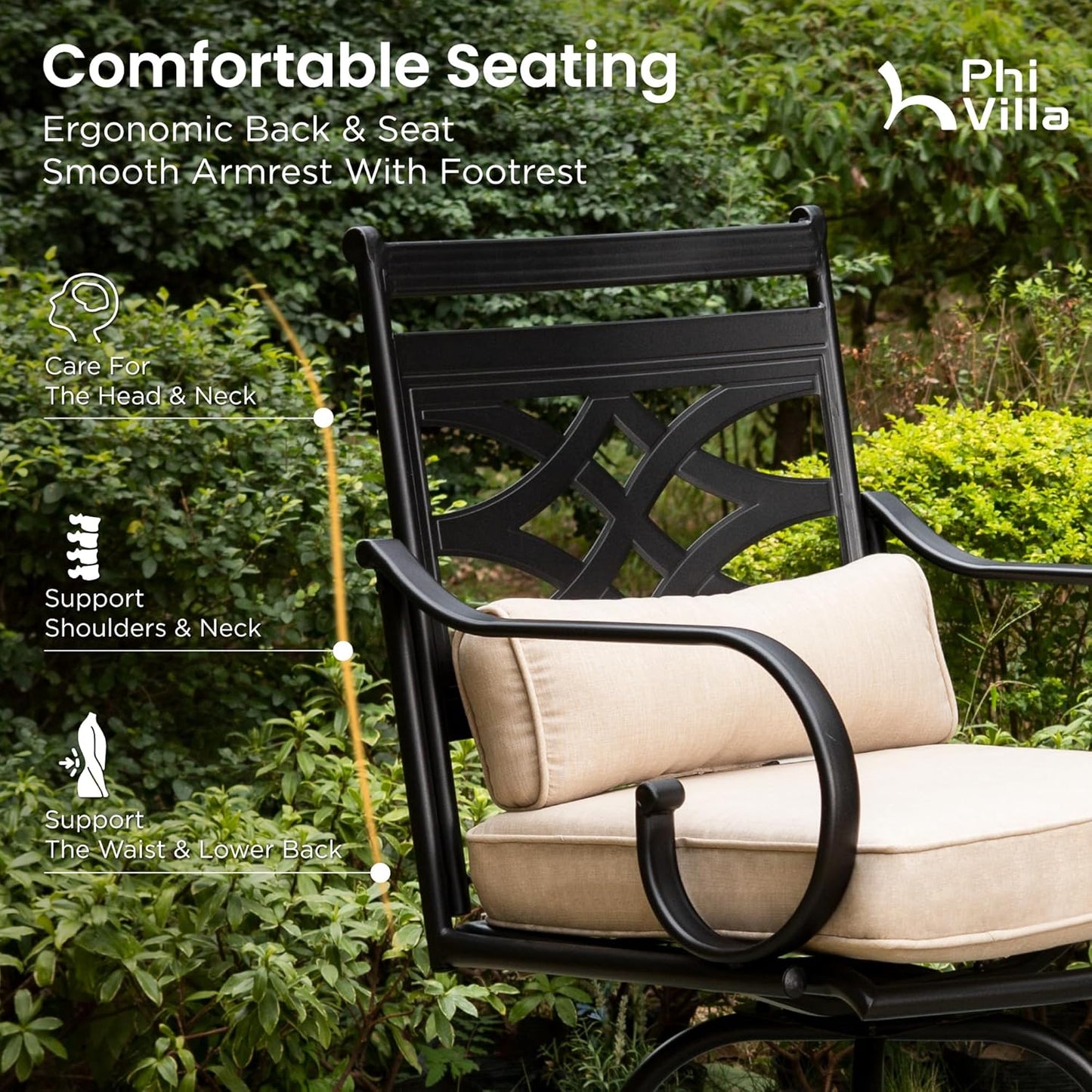 PHI VILLA 5 Pieces Patio Bar Set,Outdoor Bar Table and Chairs Set, Strong and Heavy Duty Outdoor Bar Set with Cushion and Pillow，4PCS Swivel Bar Stools with Square Bar Height Table(Style B)