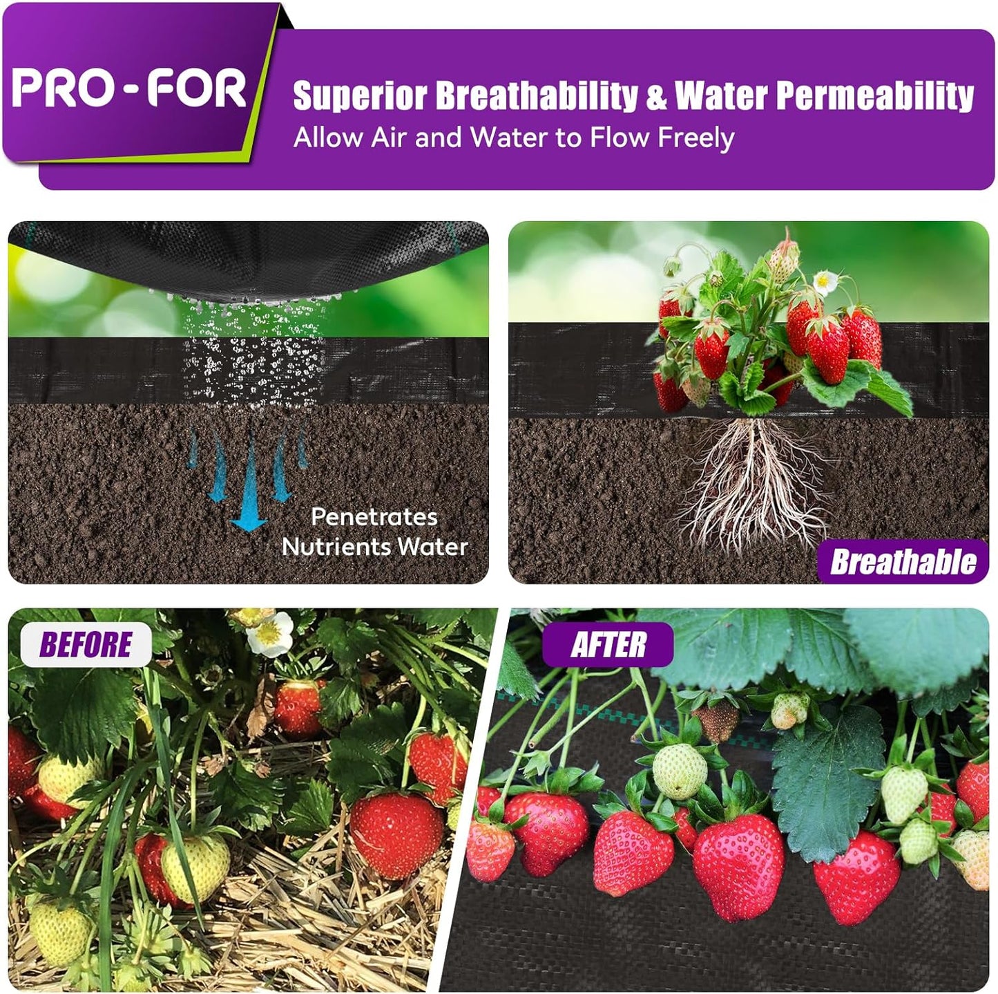 Heavy Duty Weed Barrier Fabric 3ft x 100ft, Landscape Ground Cover for Gardens & Driveways, Premium Weed Control with 10 U Shaped Staples