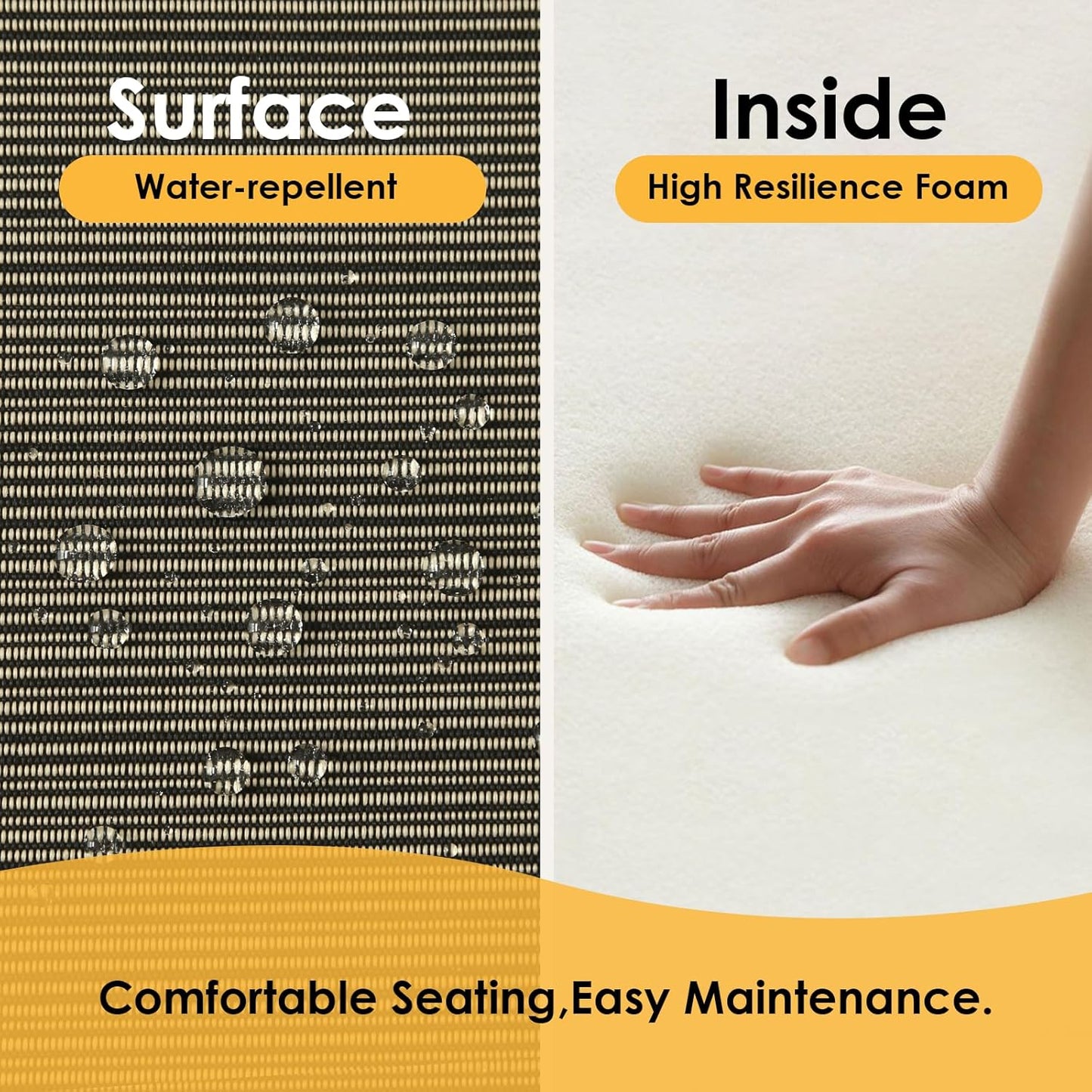 Outdoor Outdoor Round Corner Seat Cushion, 17"x16"x2", Set of 4, Non Slip Seat Cushion Pads with Removable Cover for Patio Furniture, Garden Yard Lawn, Dark Black Tan Stripe