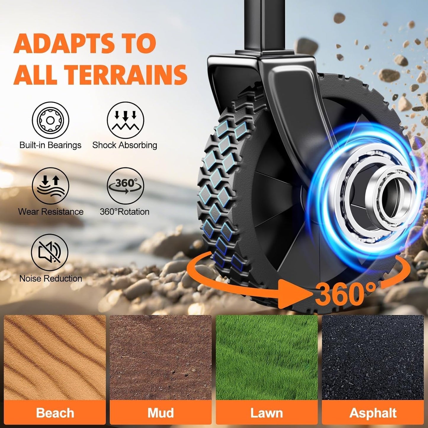 Collapsible Wagon Cart 220lbs Beach Foldable Wagon Lightweight & Portable Folding Utility Grocery Shopping Carts with Wheels for Shopping Garden and Sports