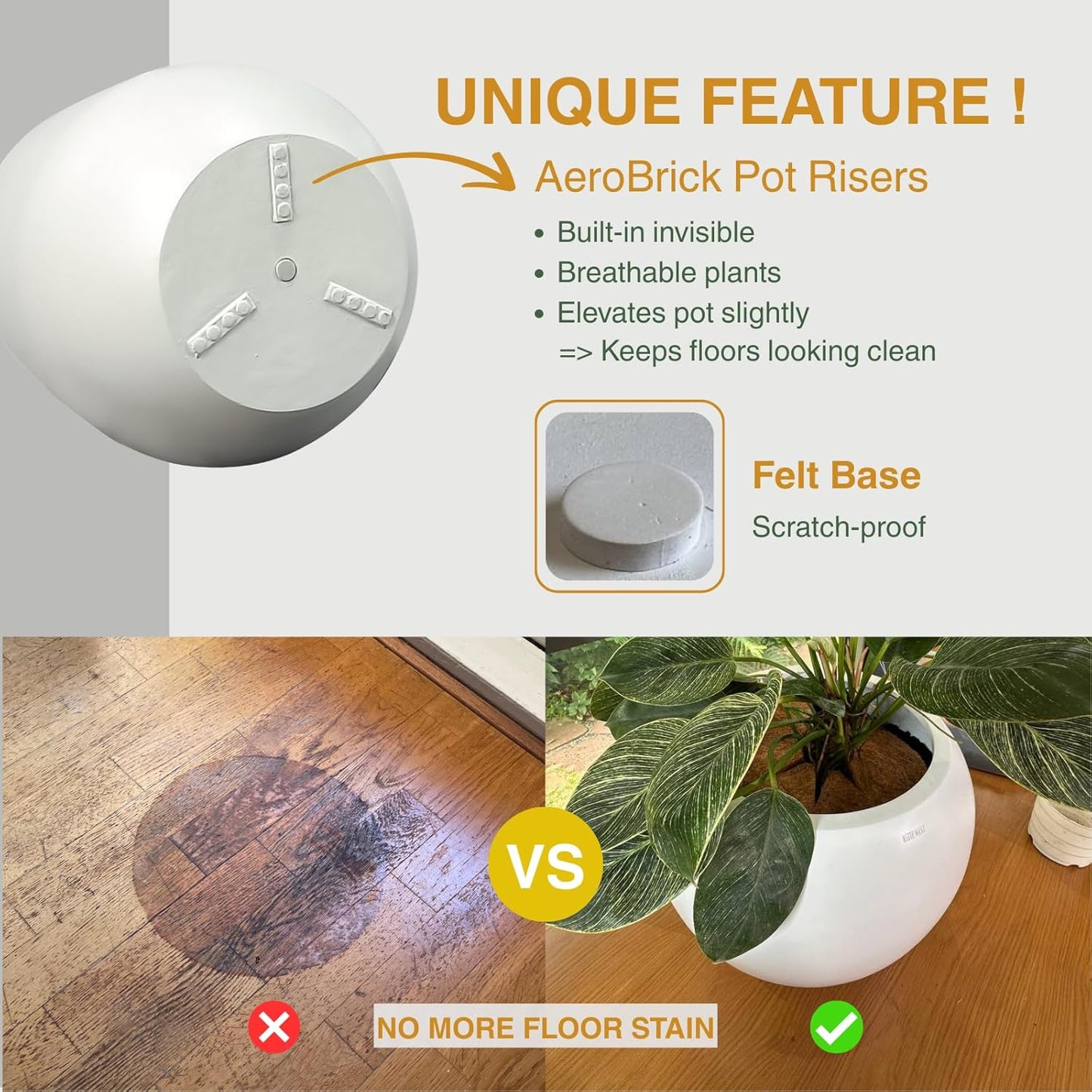 16.5" H x 15" D Corso Fiberstone Round Tapered Planter with Drainage Hole, Smooth Finishes, Weather Resistant for Indoor and Outdoor Use (Light French Gray, 11.5" Pot Opening)