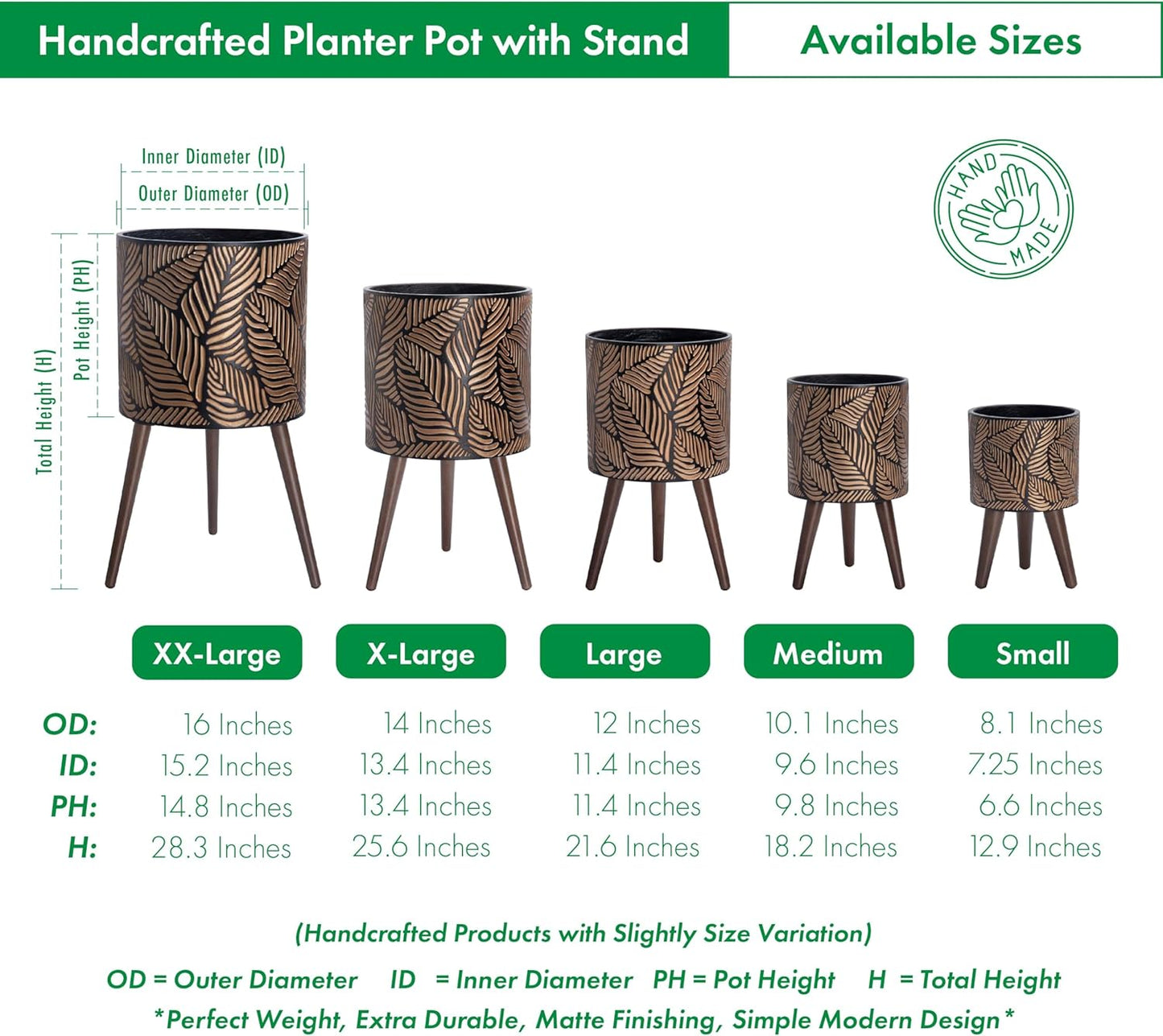 D'vine Dev 14 Inch Planter Pot with Stand, Mid-Century Tall Plant Pot with Legs for Indoor Plants, X-Large, Bronze/Grey, 88-L-D-6