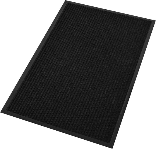 fani Heavy Duty Large Outdoor Indoor Entrance Doormat Waterproof Low Profile Entrance Rug Front Door Mat Patio Anti-Skid Rubber Back, 31x47 inch (Jet Black)