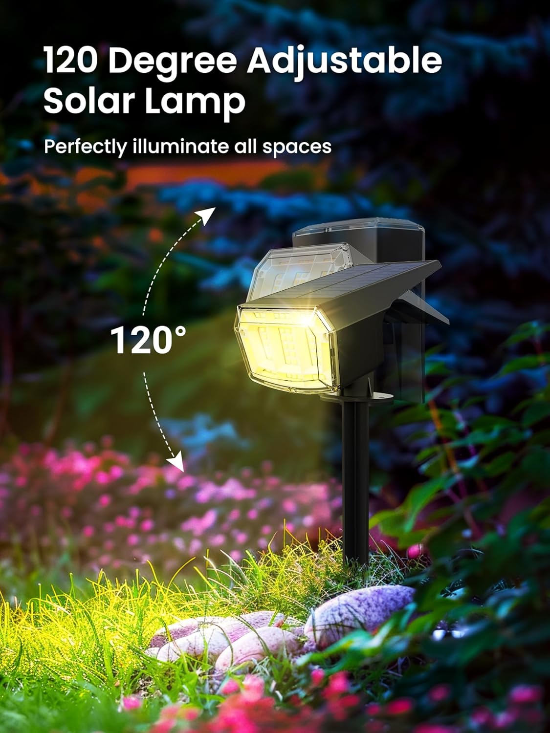 Solar Spot Lights Outdoor, 9 Lighting Modes RGB, Solar Lights Outdoor Waterproof IP65, 63 LED Landscape Spotlights for Halloween Christmas Decorations-1 Pack