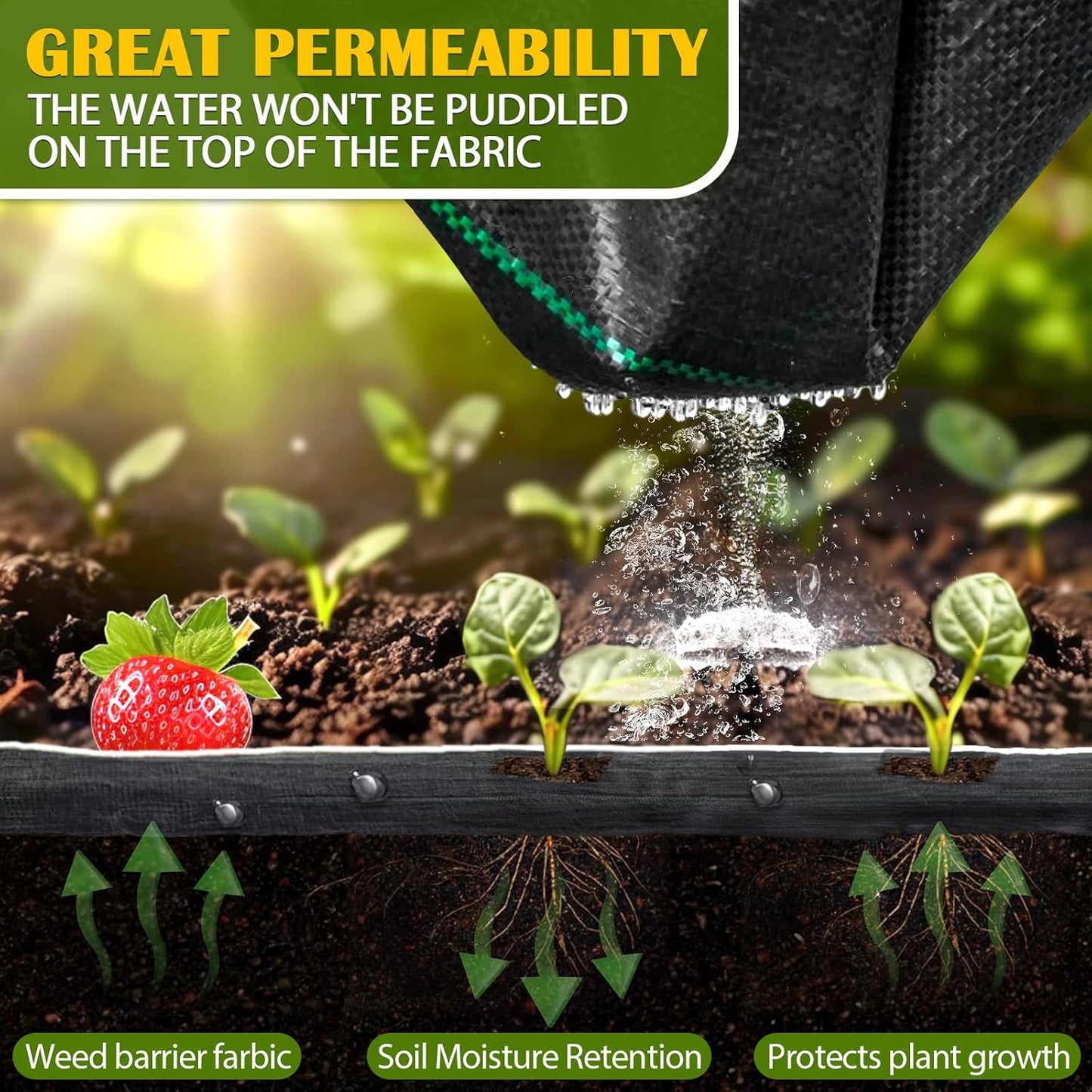 KAKO Weed Barrier Fabric 3Ft x 200Ft, Garden Weed Barrier Fabric, Weed Barrier Landscape Fabric, Garden Fabric Weed Barrier Weed Cloth for Garden Fabric, Landscaping Fabric, Driveway Fabric