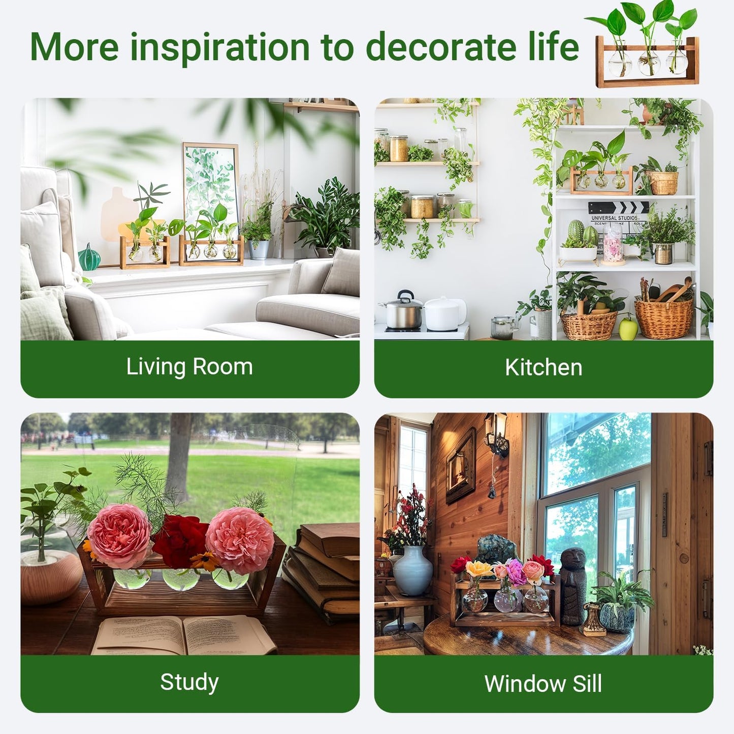 Plant Propagation Station,Plant Terrarium,Plant Starter,Gifts for Plant Lovers,Glass Bulb Terrarium with Retro Solid Wooden Stand for Hydroponics Plants Home Garden Wedding Décor (3 Bulbs)