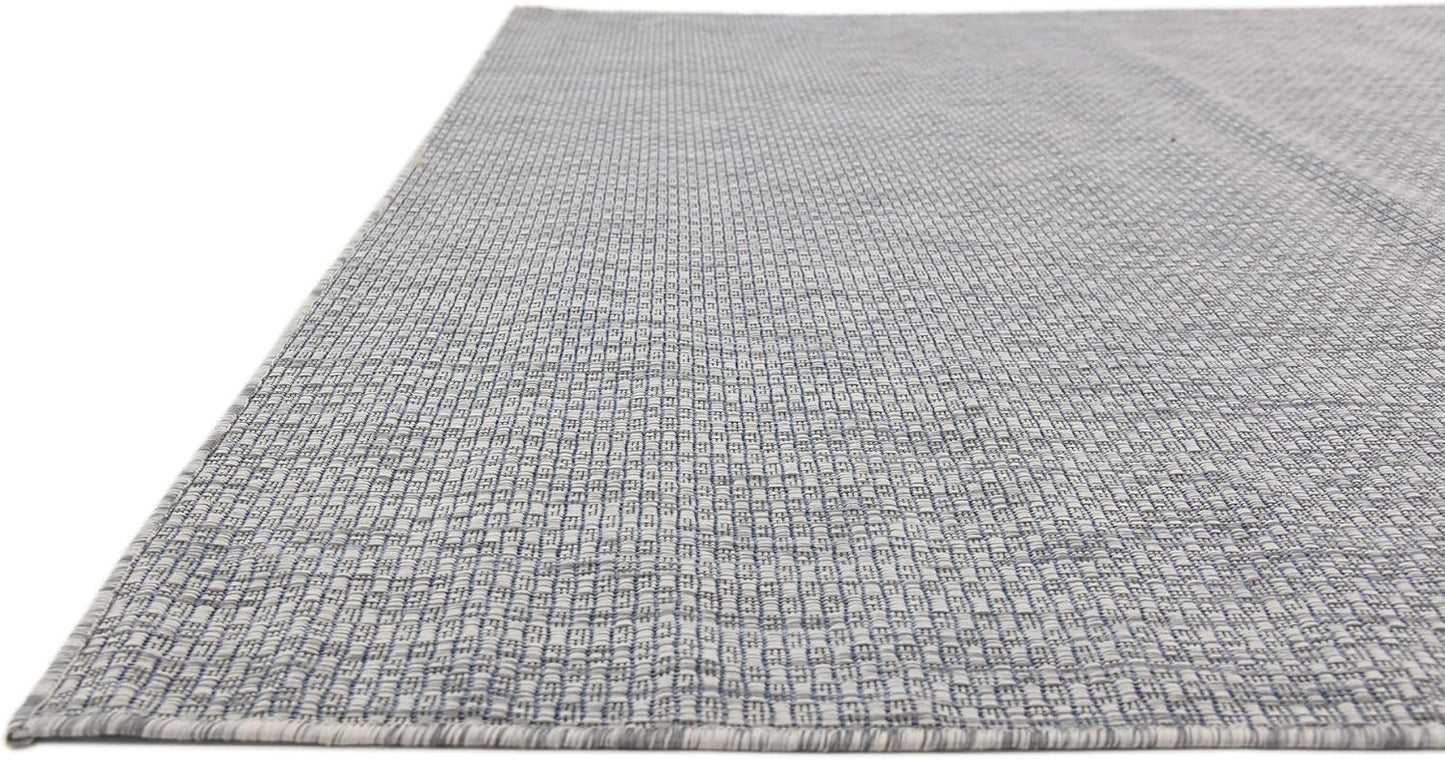 Unique Loom Collection Casual Transitional Solid Heathered Indoor/Outdoor Flatweave Area Rug (7' 1" x 10' Rectangle, Light Gray/Ivory)