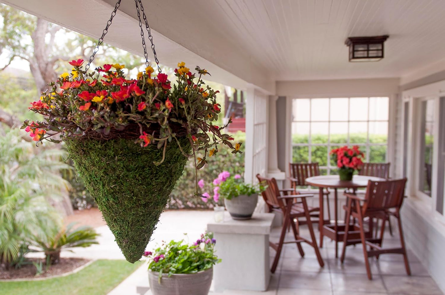 SuperMoss (29280 MossWeave Hanging Basket | Outdoor Hanging Planter with Moss | Decorative Plant Hanger for Porch, Balcony, Garden & Home Décor, Cone, Medium 12.5” D, Green