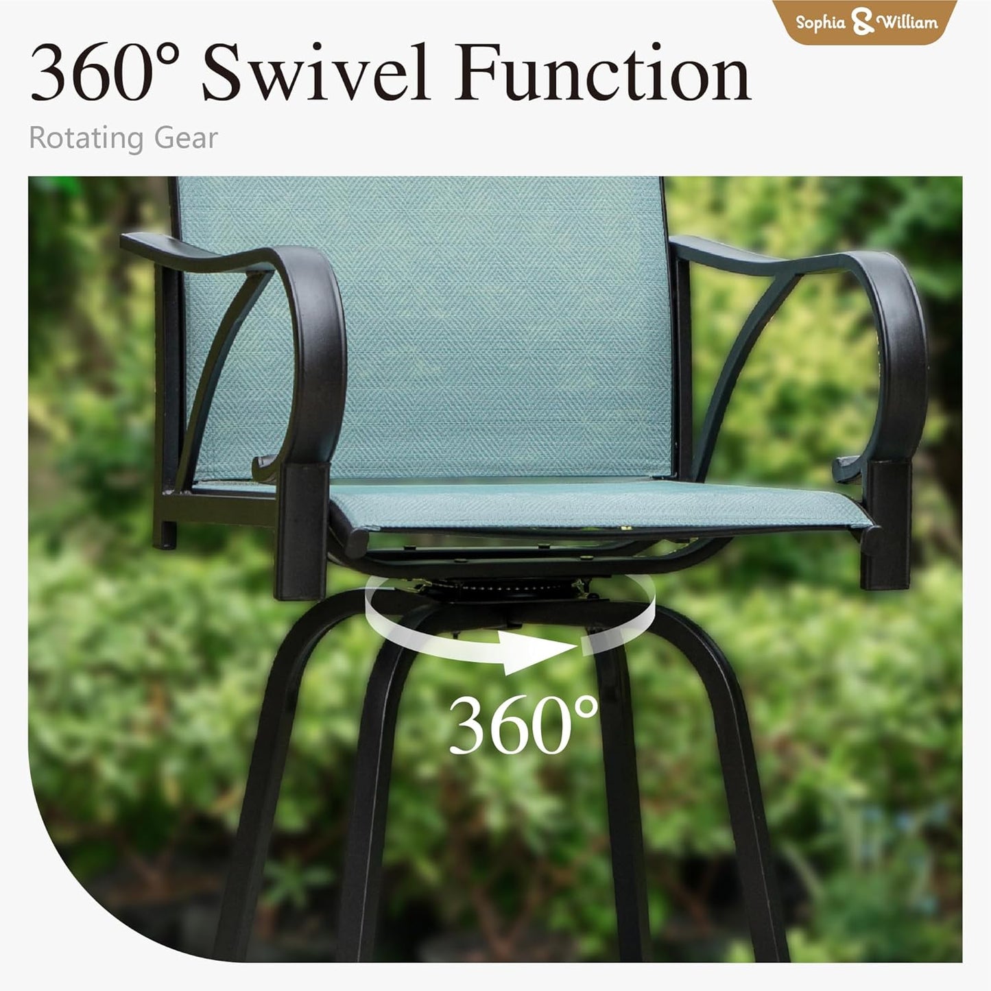 Sophia & William Outdoor Bar Set, Patio Bar Table and Chairs Set, Bar Height Patio Set - 6 x Swivel Bar Chairs(Baby-Blue), 1 x Rectangular Bar Table(Black)