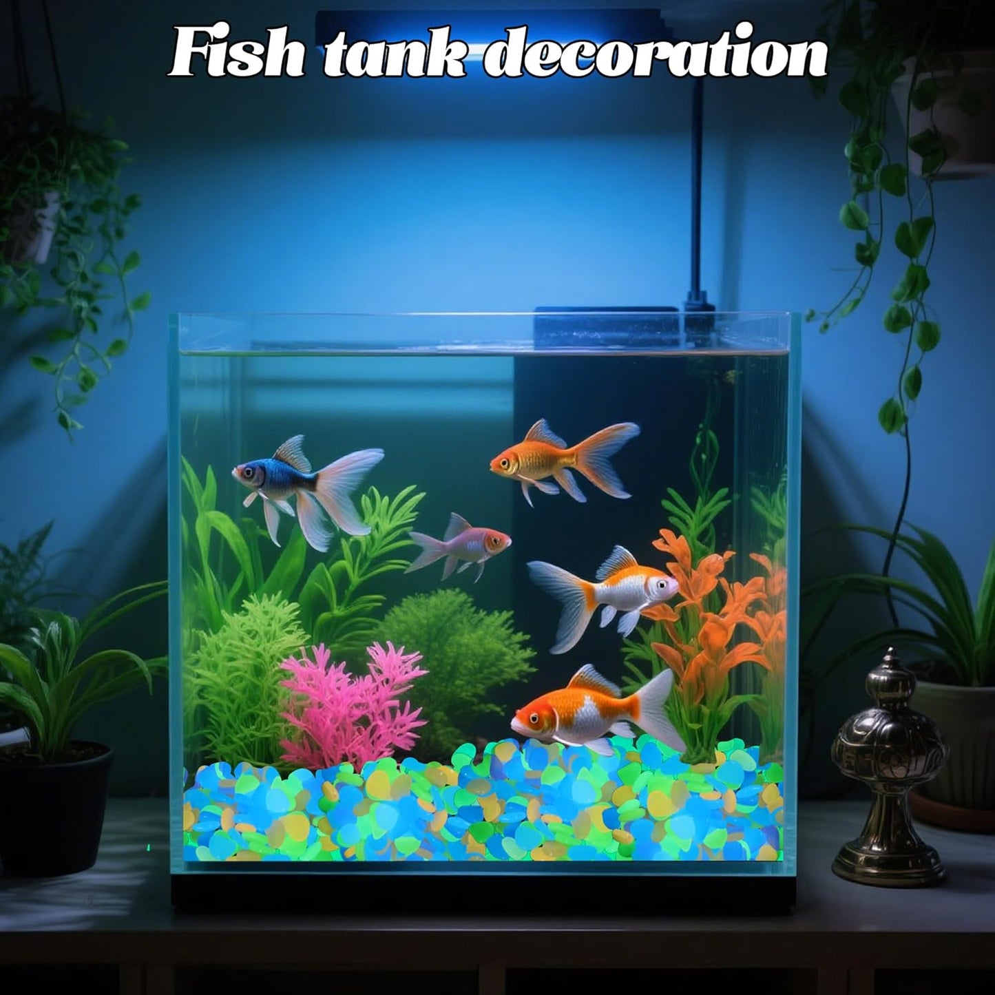 0.7LB 25-27mm Color Glowing Rocks for Driveway Glow in The Dark Rocks for Fish Tank Luminous Pebble Stones for Lawn Landscape Decor Garden Patio Aquarium Walkway