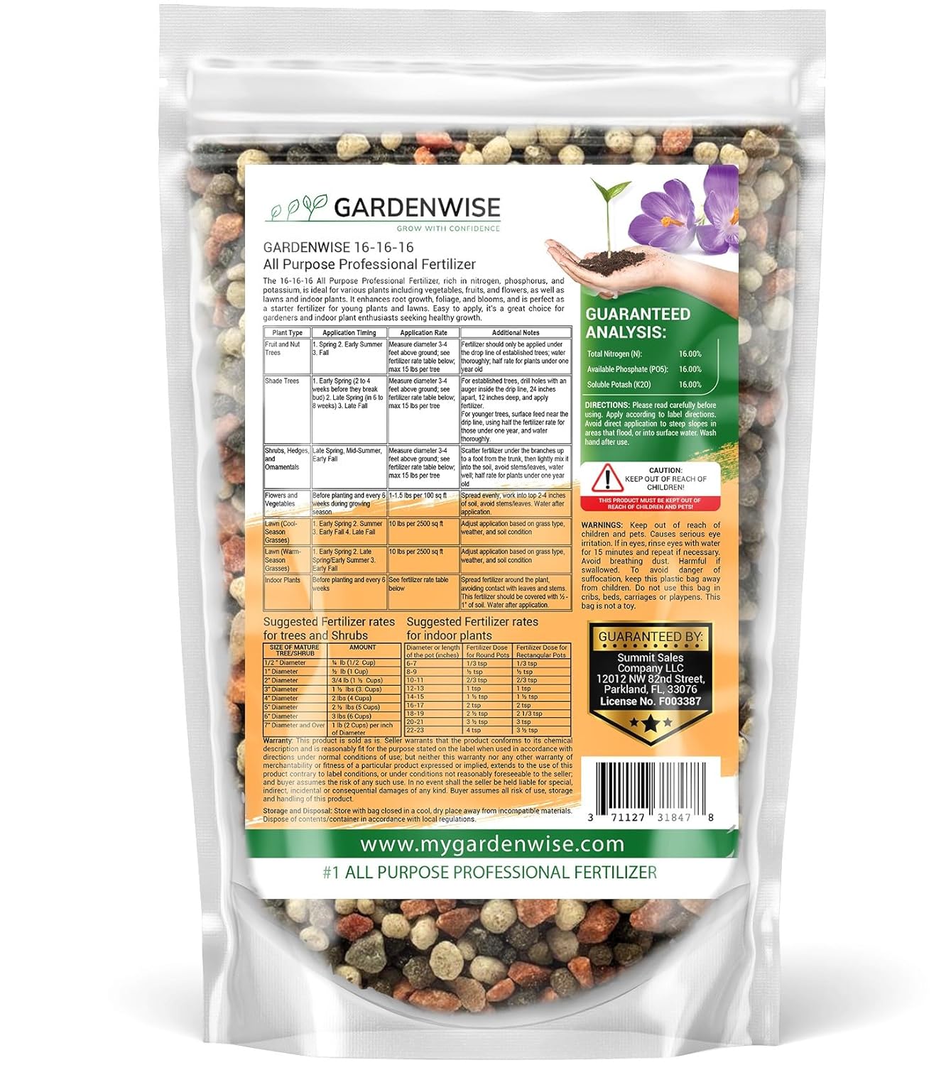 16-16-16 All Purpose Professional Fertilizer - Lawn & Flower & Tree & Shrub & Vegetable Garden Fertilizer (5 QUARTS)