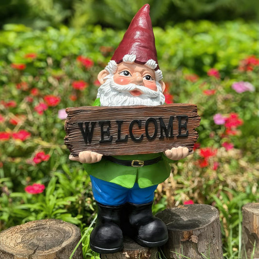 Gnome Garden Decor Statue Gnomes Decorations for Yard with Welcome Sign Outdoor Decorations for Patio Unique Garden Gifts for Women Mom Grandma