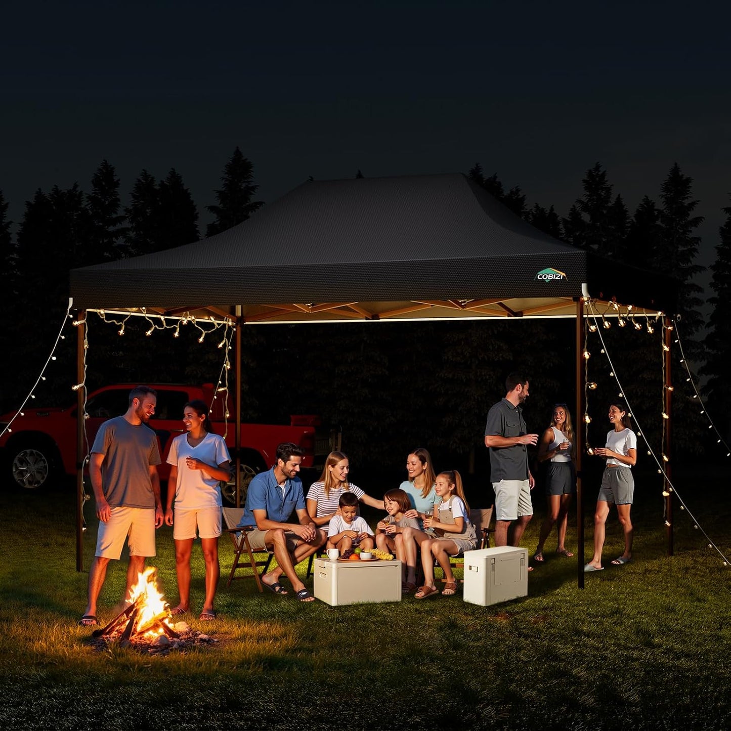 COBIZI 10x15 Pop Up Canopy Tent Heavy Duty Without Sidewall, Commercial Outdoor Easy Pop Up Gazebo for Party Wedding All Weather Waterproof UV 50+ with Roller Bag(Leg Upgraded),Black