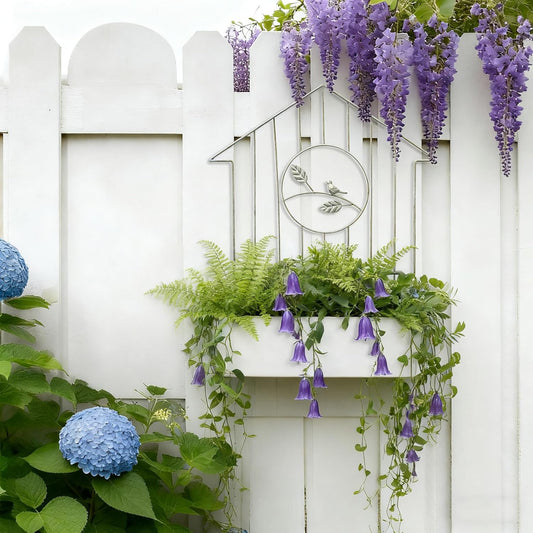 Rustic Metal Wall Planter Country Garden Wall Hanging Mount Vase Pocket Outdoor Vintage Hanging Pot Farmhouse Wall Decor for Plants Flowers (White - Large)