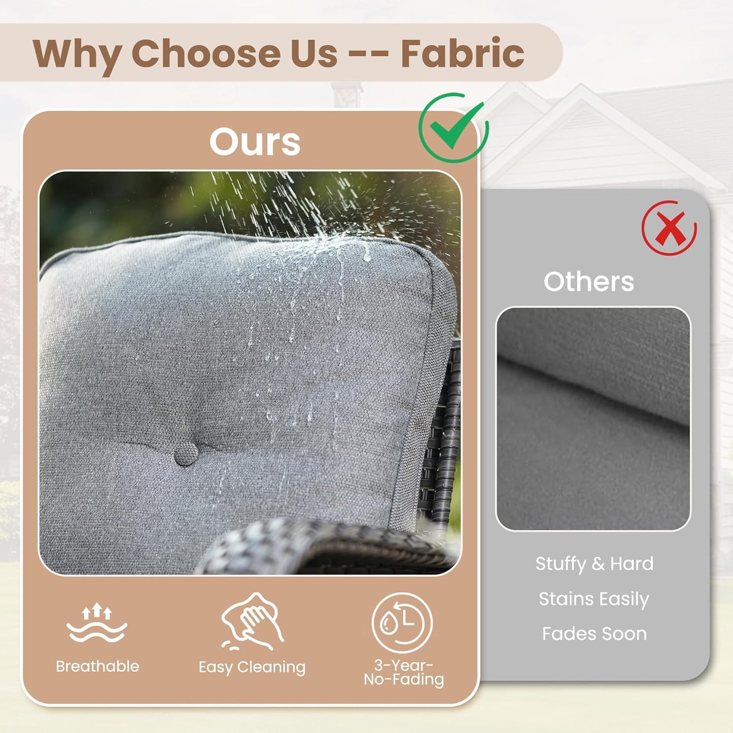 HOOOWOOO Patio Furniture Set,Outdoor High Back Loveseat Set,All Weather Wicker 2-Seater-Sofa Love Seat with Table,Dark Gray