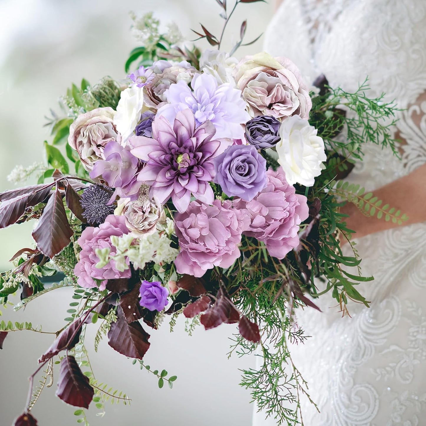 AGIRL Artificial Flowers Combo Silk Mix Purple Fake Flowers with Stems for DIY Wedding Bouquets Centerpieces Arrangements Table Chair Decor Baby Shower Home Decor