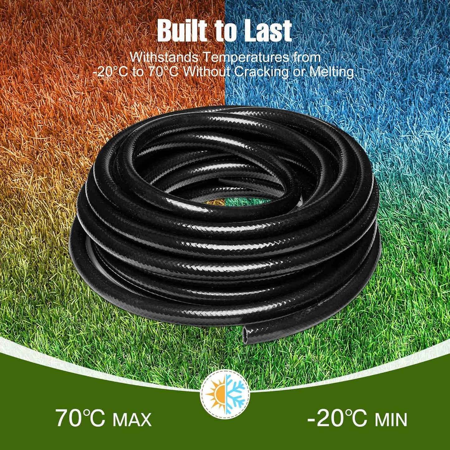 50FT 1/2 Inch Drip Irrigation Tubing with 4 Pack 1/2" to 1/4" Drip Irrigation Fittings, Drip Line Hose & Push-to-Fit 6 Way Splitter Connectors,for Drip Irrigation Parts, Drip Irrigation System