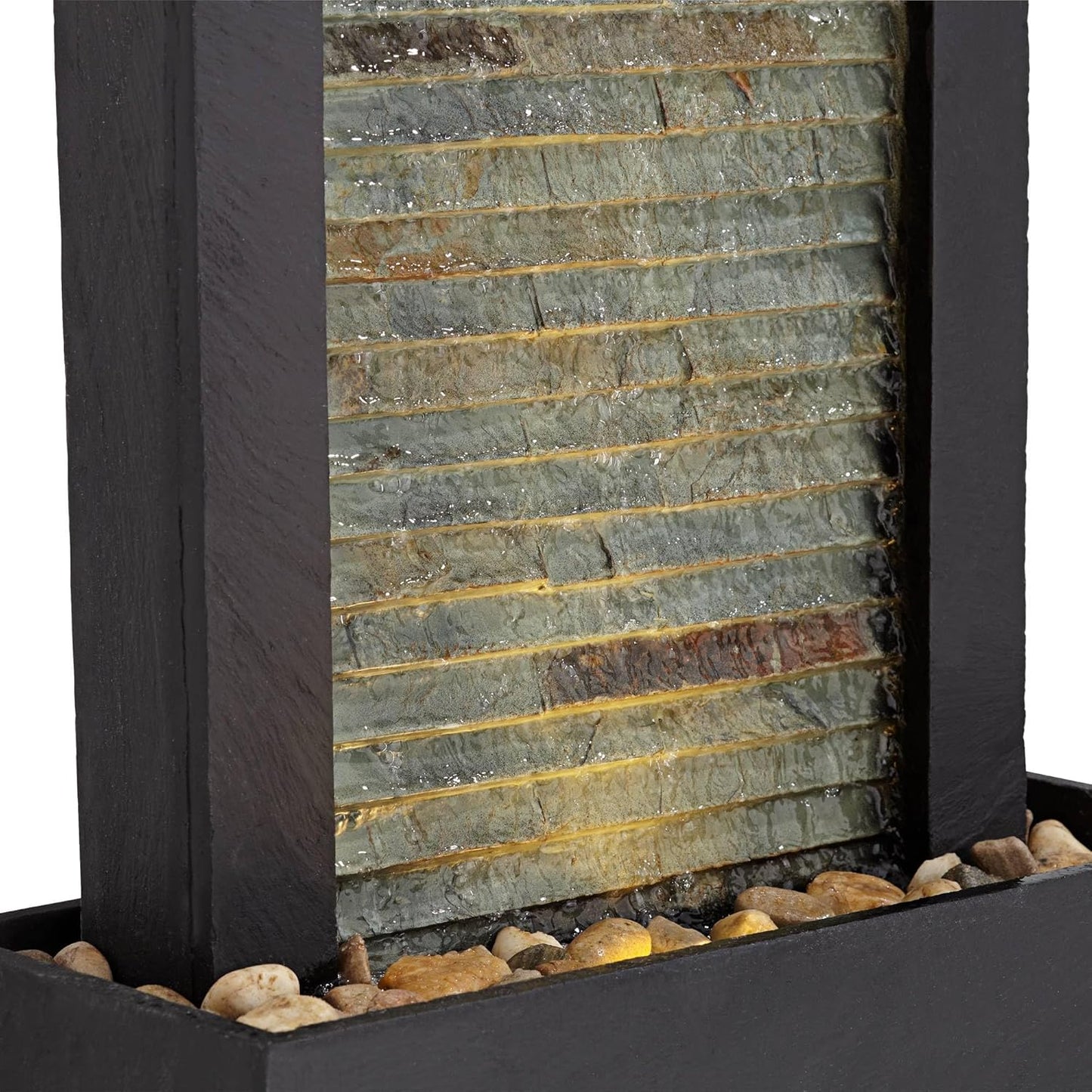 Stave 48" High Large Modern Indoor Outdoor Decor Cream Slate Stone Floor Fountain with Light LED Standing Waterfall Tall Water Feature for Outside Garden Patio Yard Backyard Deck - John Timberland