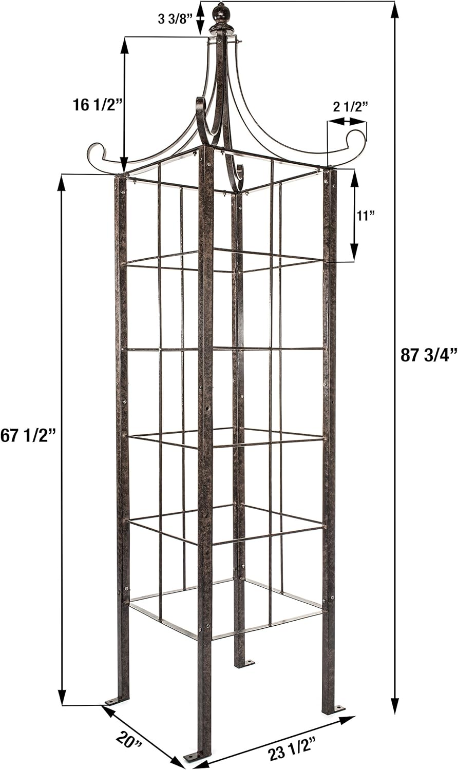 H Potter Trellis Obelisk for Climbing Plant Large Garden Wrought Iron Ornamental for Patio Deck