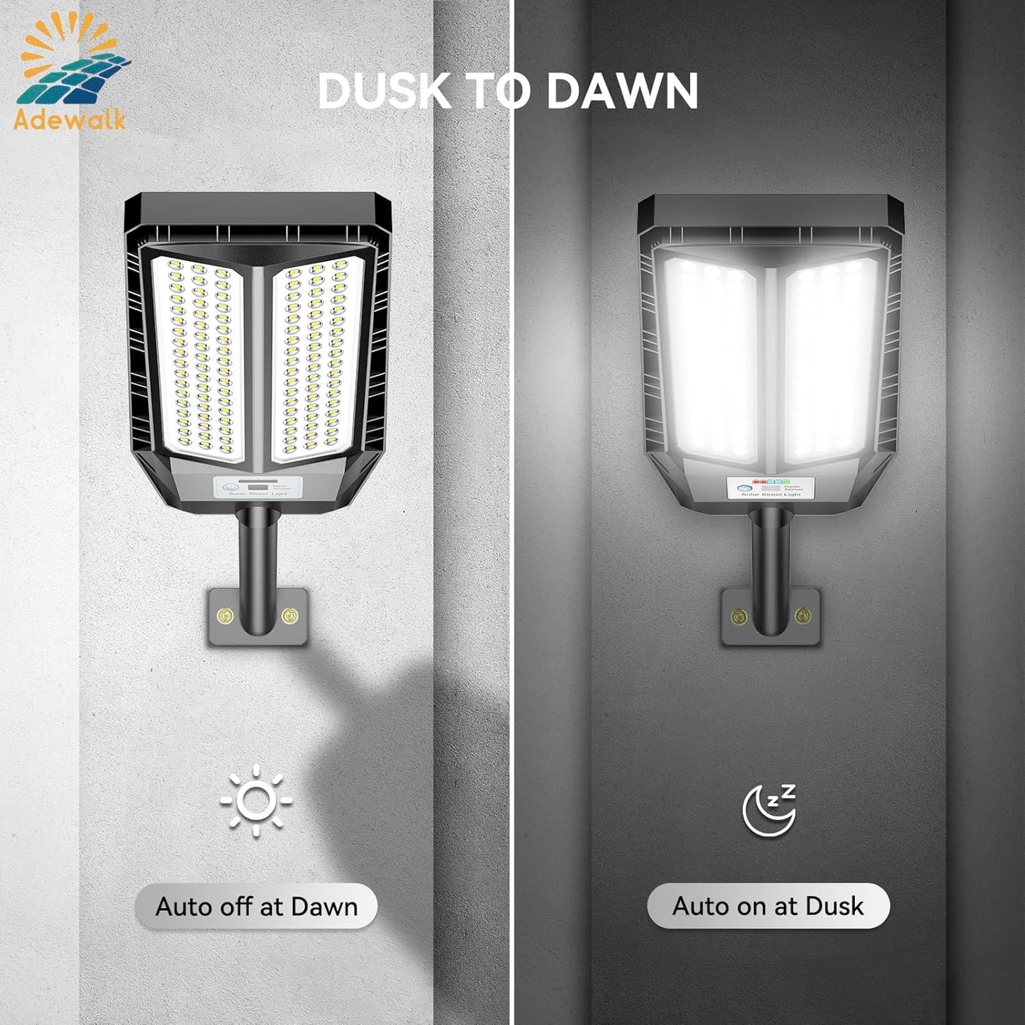 5000W Solar Lights Outdoor - 7000K LED Solar Street Lights Outdoor with Motion Sensor and Remote Control, IP66 Waterproof, Dusk to Dawn for Yard, Patio, 2 Pack