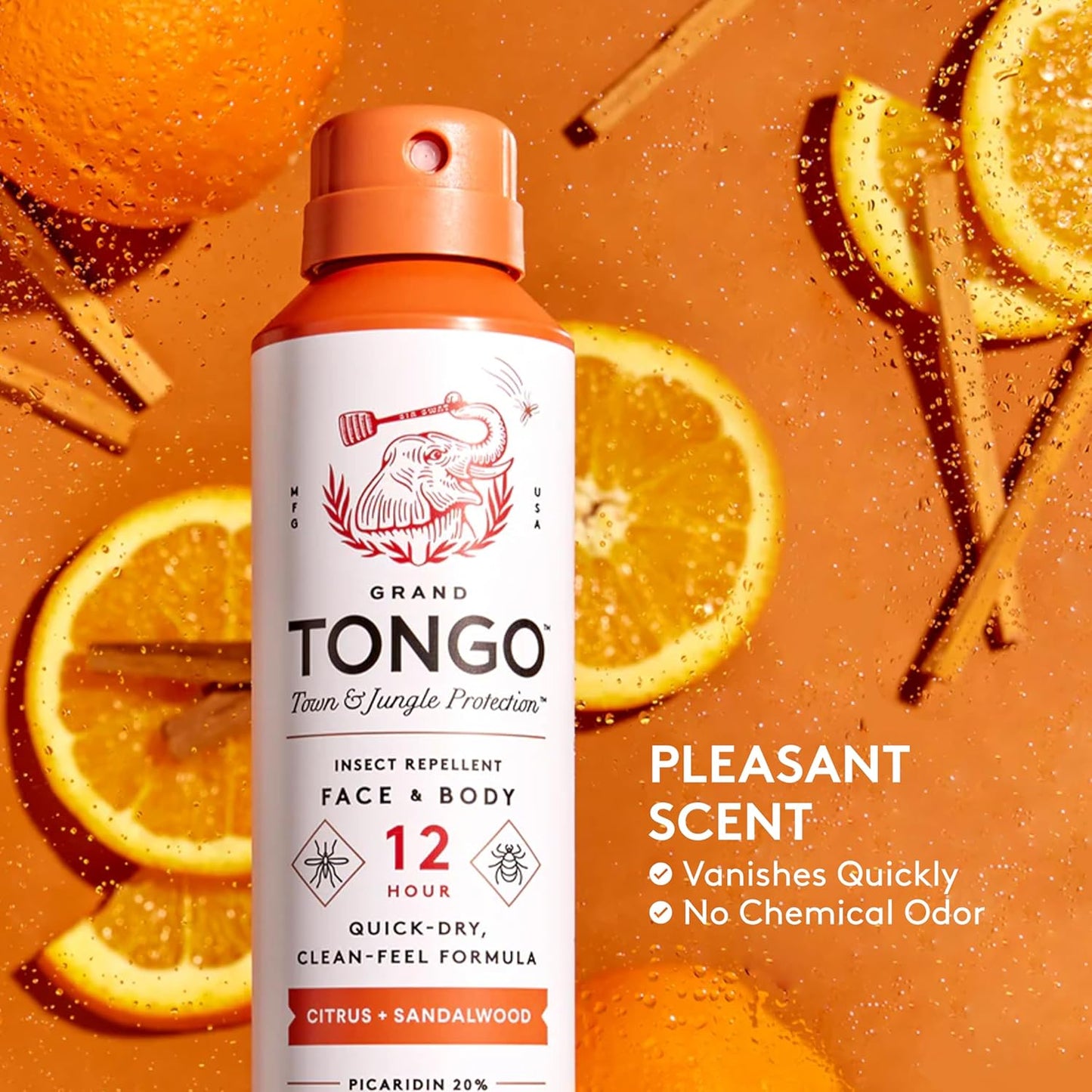DEET-Free Insect Repellent with Picaridin, The 12 Hour Protection, DEET Alternative - Citrus + Sandalwood