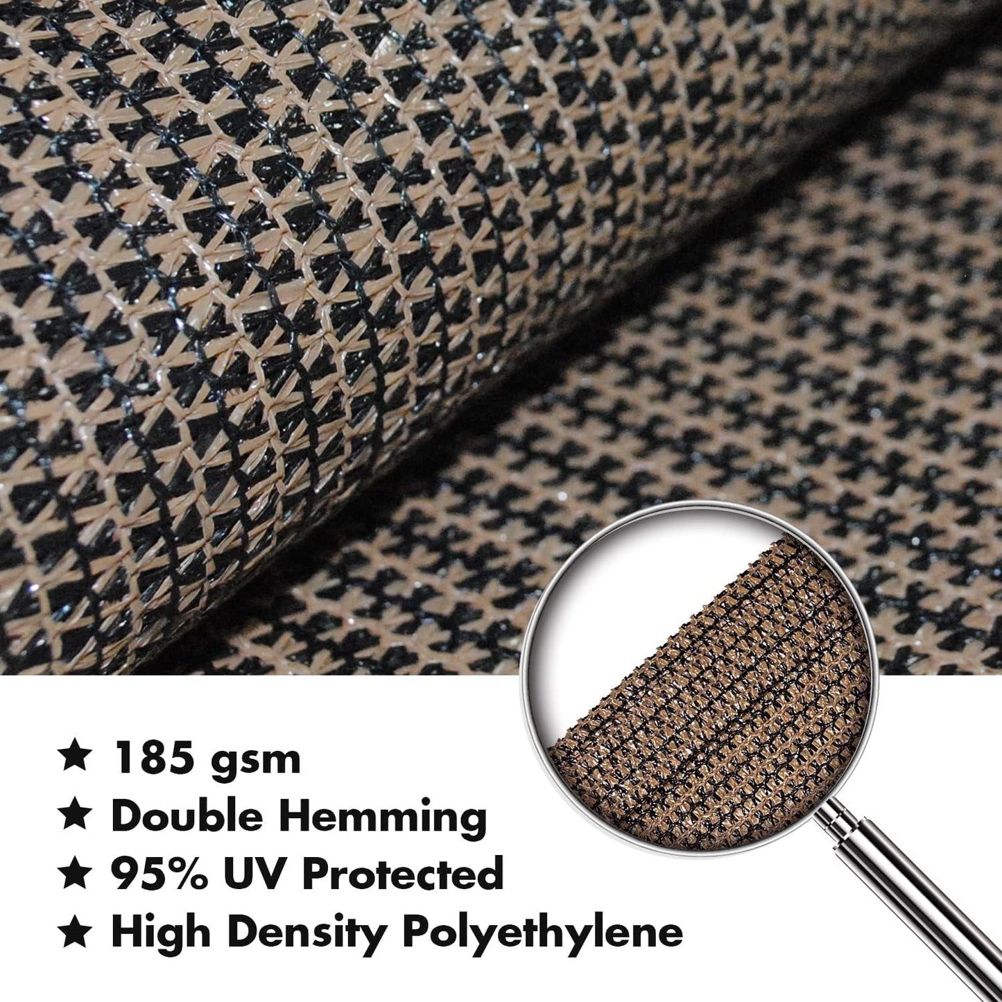 KANAGAWA Sun Shade Sail 10'x13' Brown Rectangle UV Block Canopy Awning Shelter Fabric Cloth Screen for Outdoor Patio Garden Backyard