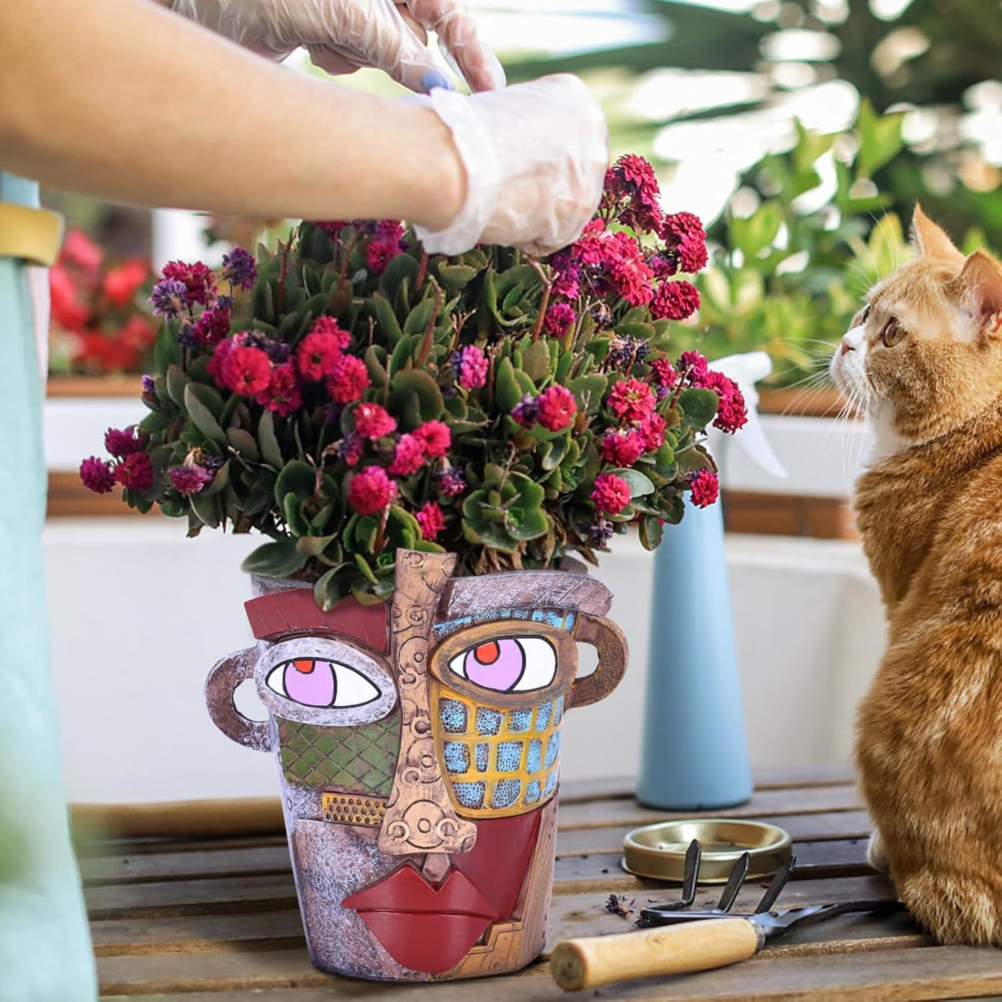 Large Flower Pots Colorful Face Planters Head Planter, Modern Abstract Funky Plant Pots Indoor&outdoor Garden Plant Ornament Show Pieces, Cute Eclectic Flower Planters Pots for Shelf Centerpieces