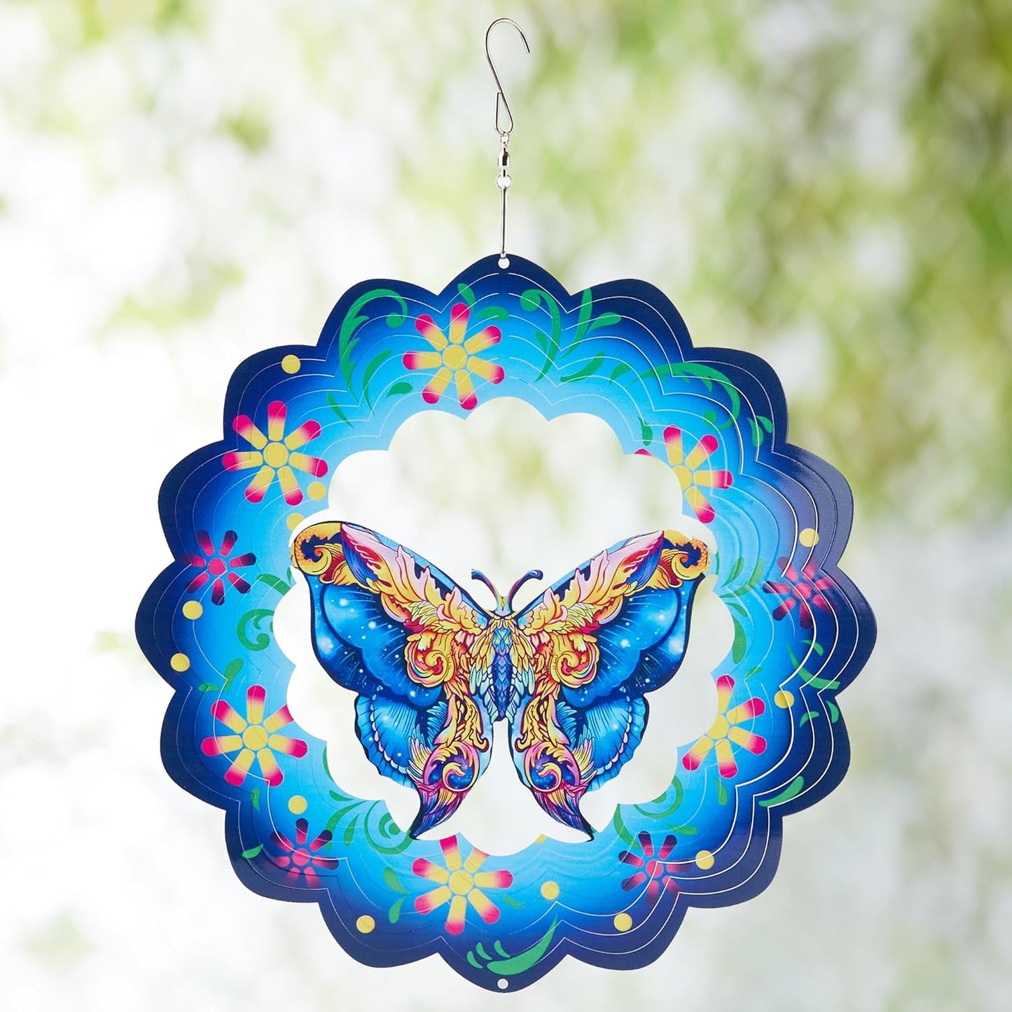 Butterfly Wind Spinners Outdoor Decorations-3D Stainless Steel Metal Butterflies Wind Spinners,12 inch Butterfly Gifts for Women, Sculpture for Yard Decorations Outdoor