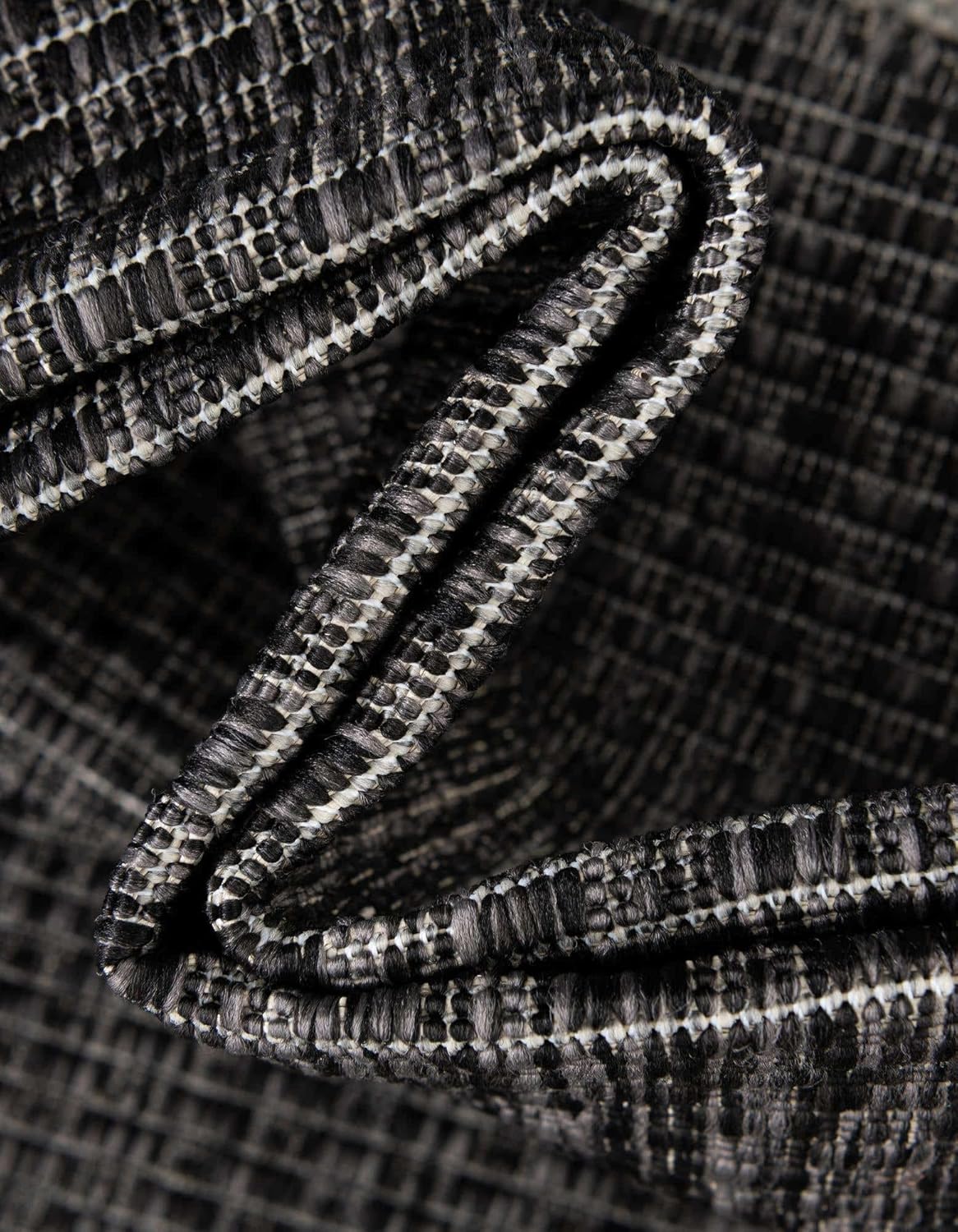 Unique Loom Outdoor Border Collection Area Rug - Soft Border (2' x 8' Runner, Black/ Ivory)