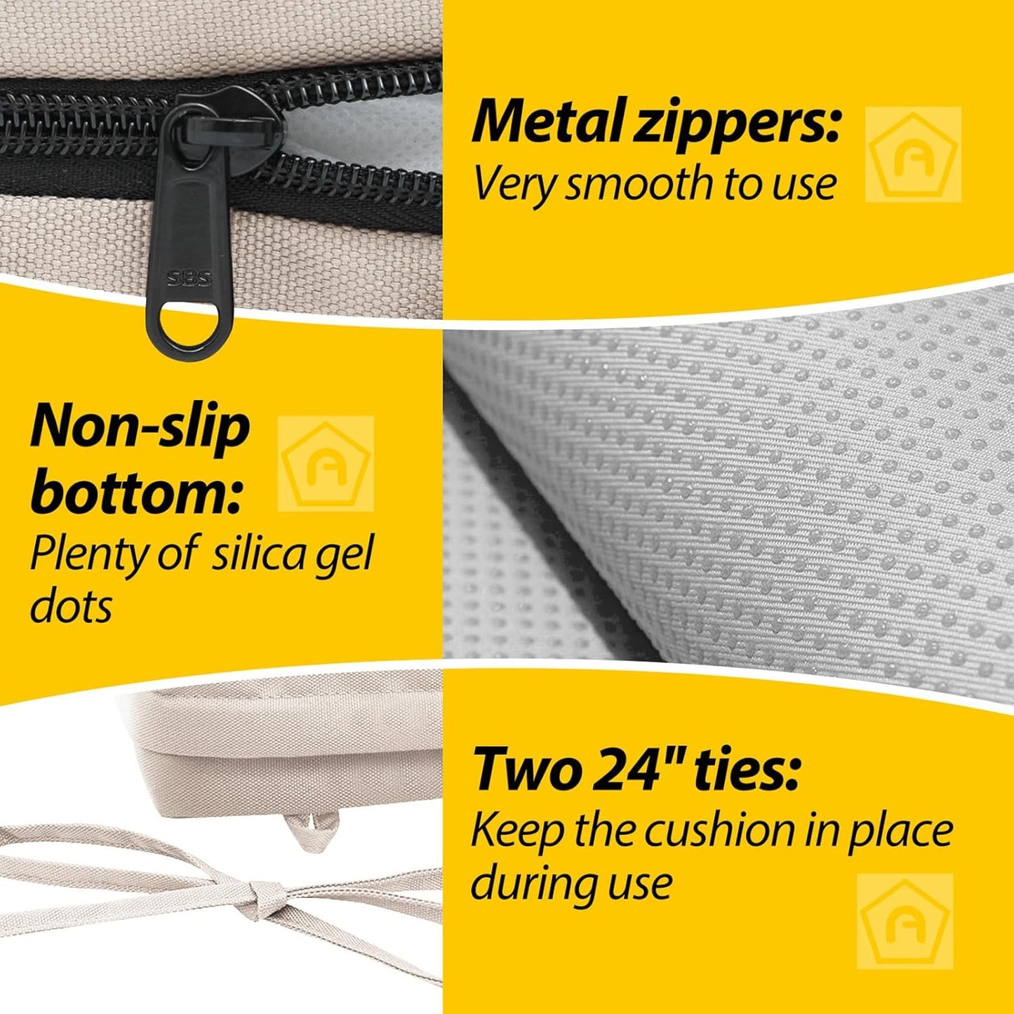 AAAAAcessories Outdoor Seat Cushions for Chairs, Waterproof, Fade-Resistant Patio Furniture Replacement Cushions, 20" x 18" x 3", Set of 2, Khaki Beige