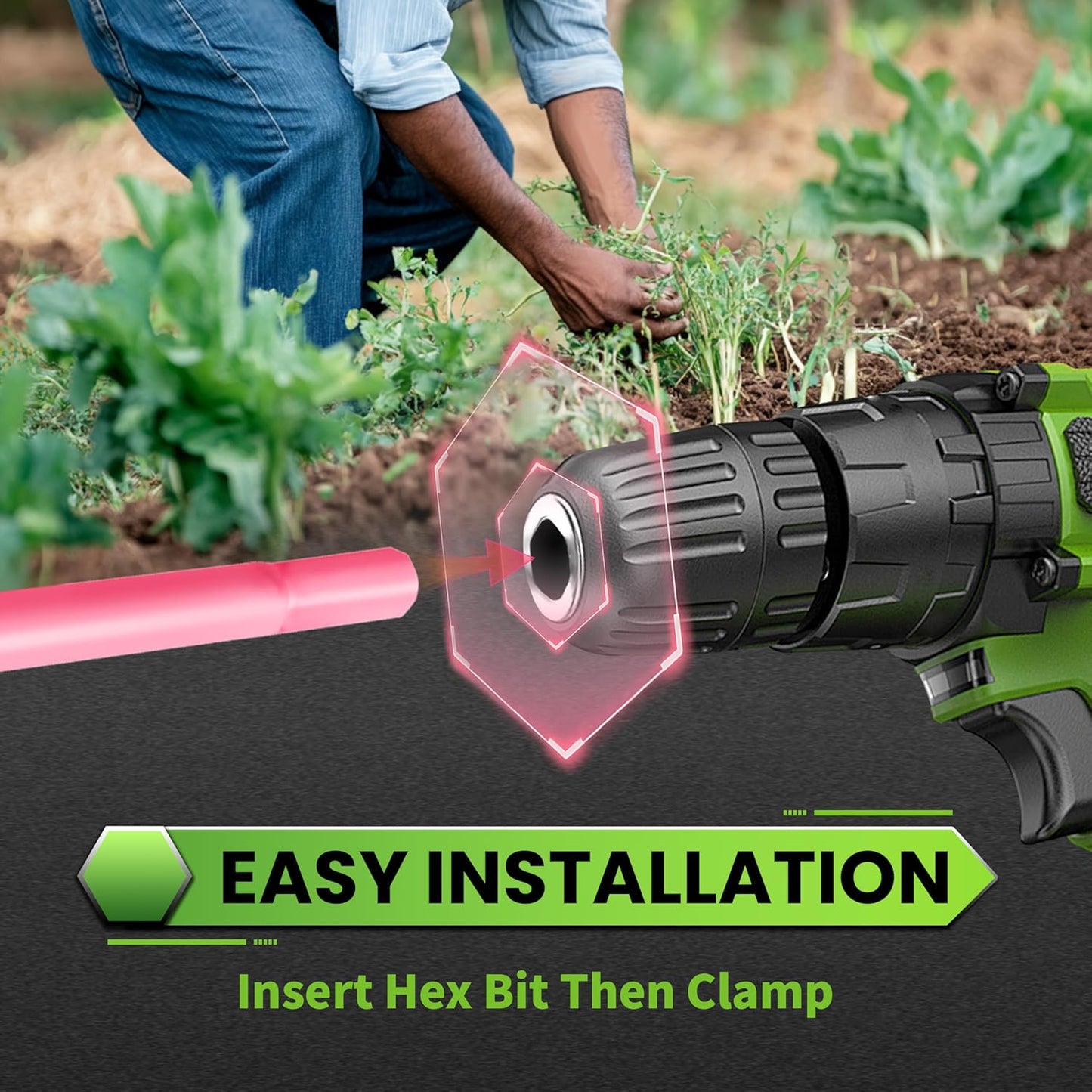 SYITCUN Auger Drill Bit for Planting - 1.6"X16.5" Heavy-Duty Garden Auger Spiral Drill Bit - Bulb Planter Tool & Auger Post Hole Digger - 3/8" Hex Drive Drill